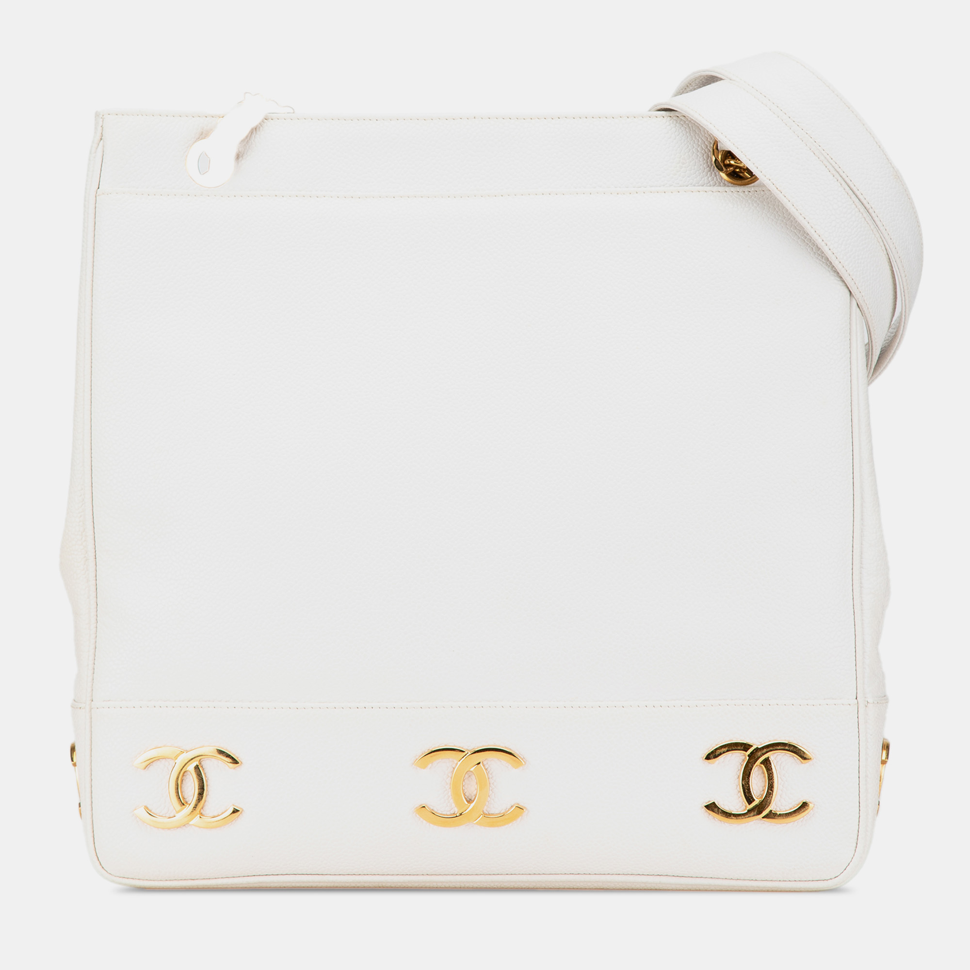 

Chanel White Caviar Triple CC Tote