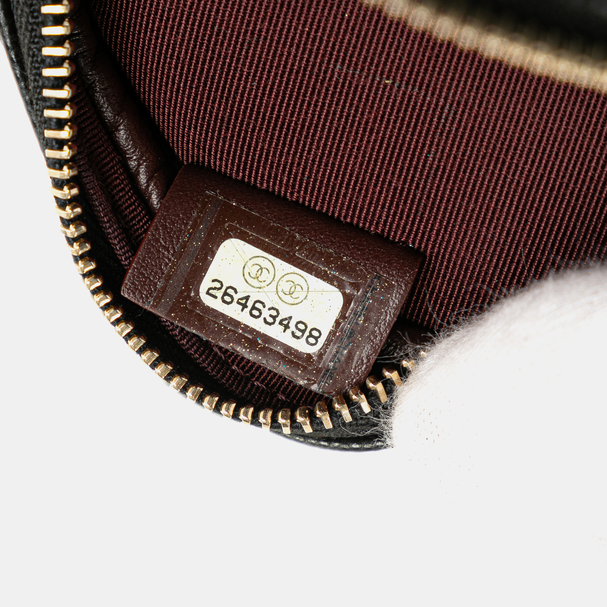 Chanel Black CC Quilted Caviar Round Clutch With Chain 