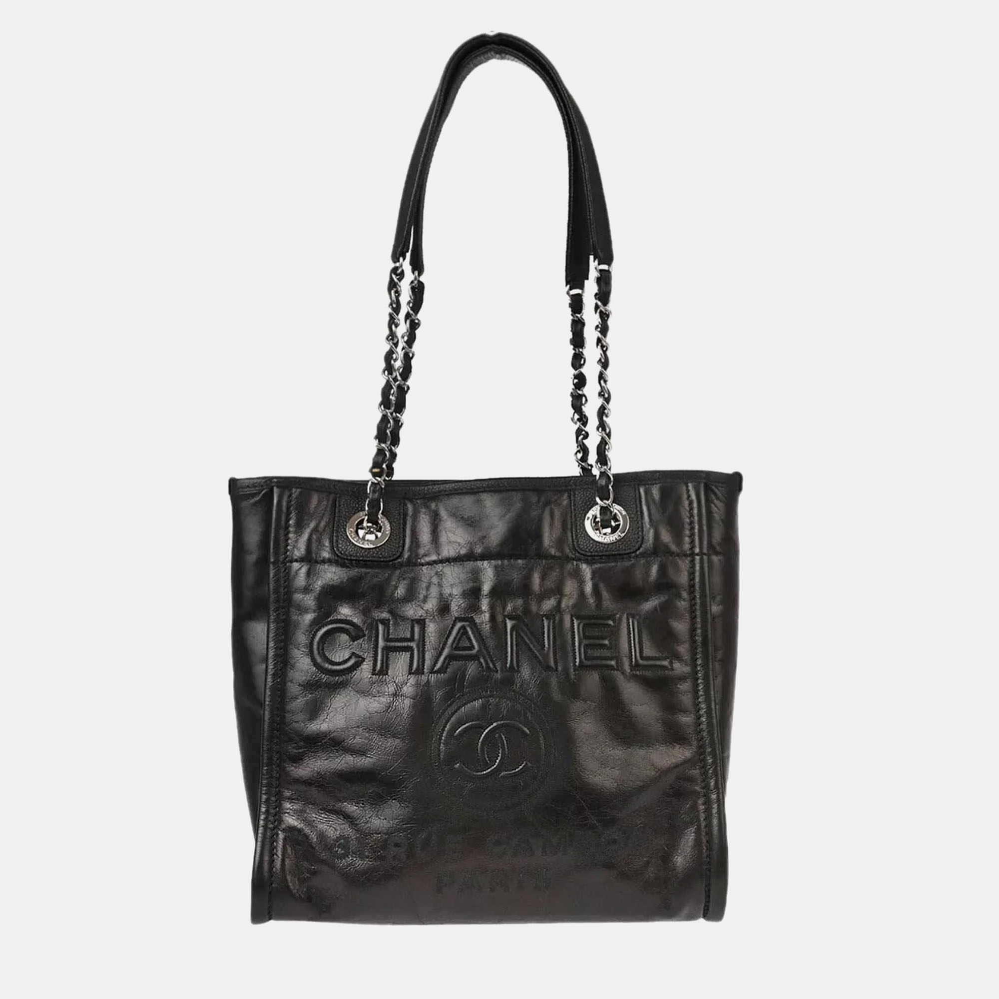 

Chanel Black Leather Mini Deauville Shoulder Tote Bag