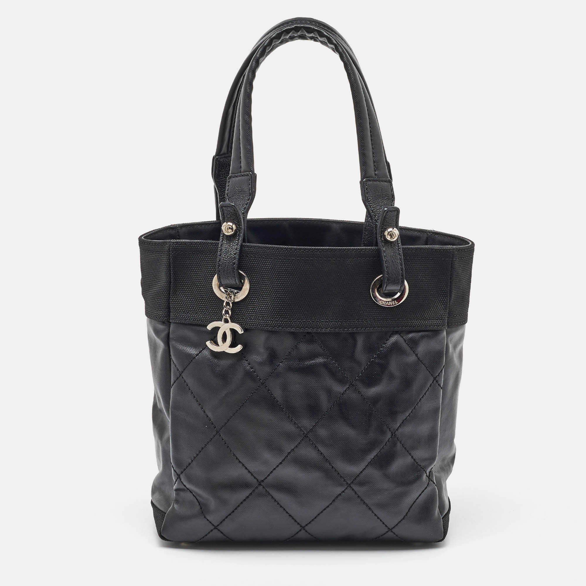 

Chanel Black Quilted Coated Canvas and Fabric Paris-Biarritz Bag