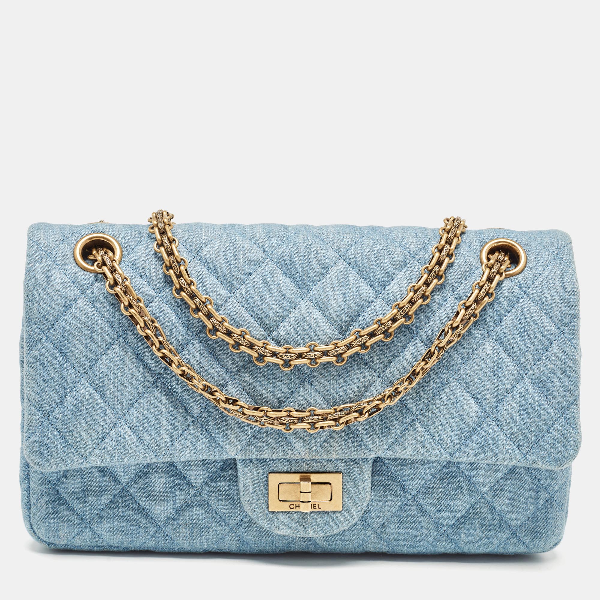 

Chanel Light Blue Quilted Denim Classic 225 Reissue 2.55 Flap Bag