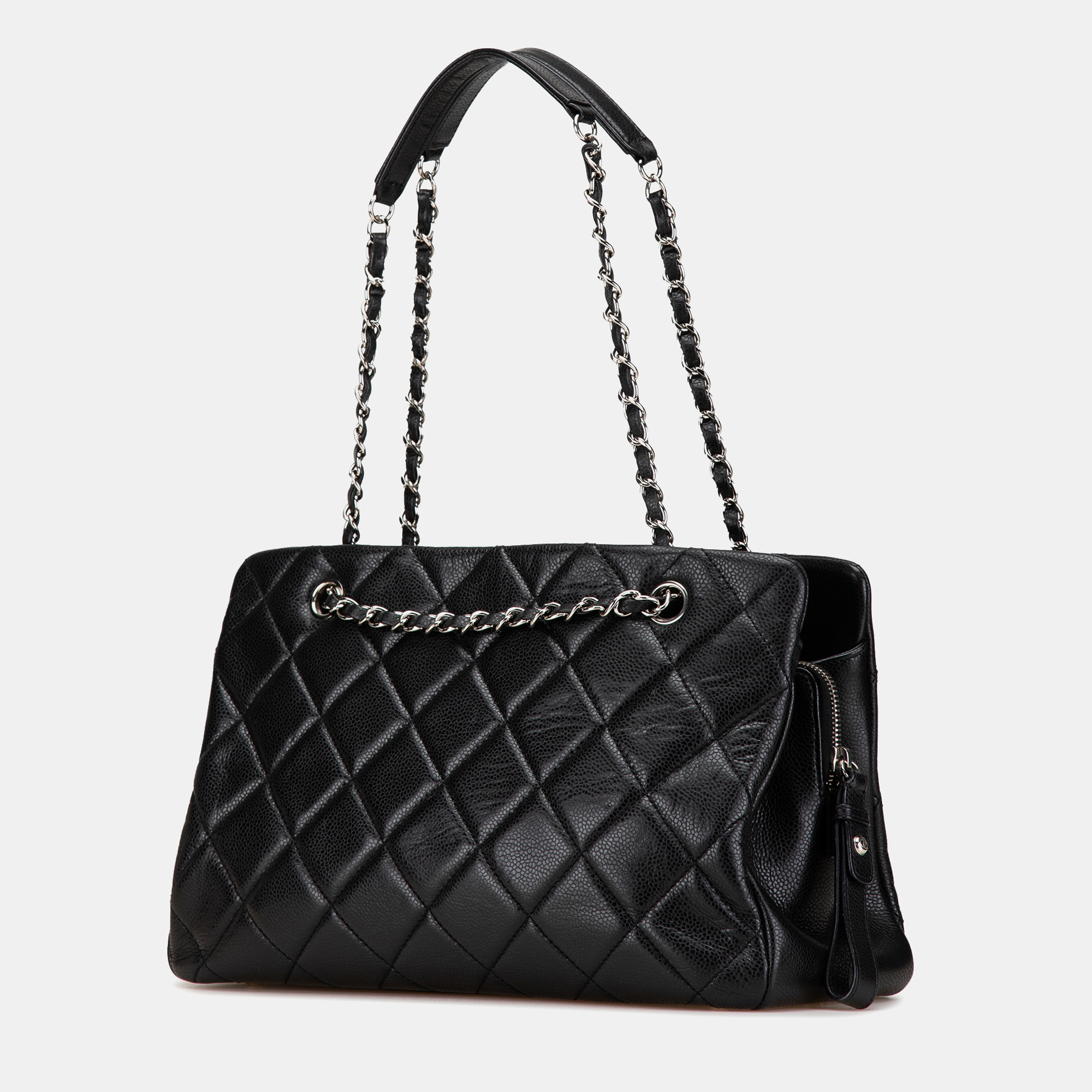 Chanel Black CC Quilted Caviar Chain Tote 
