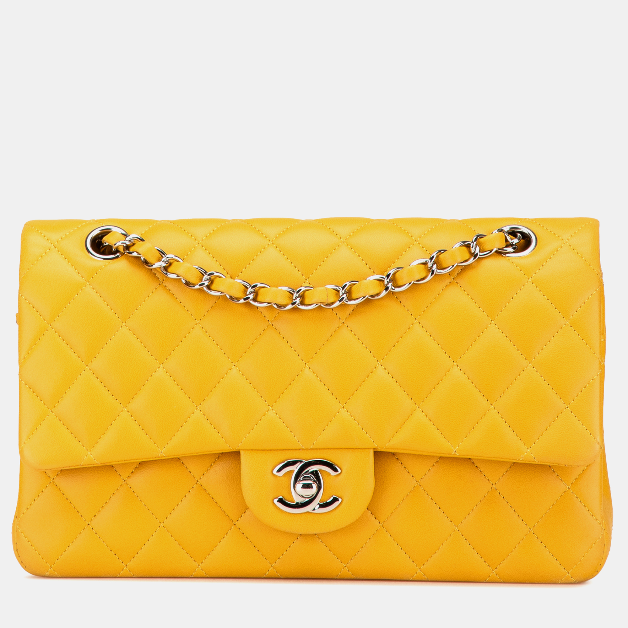 

Chanel Yellow Medium Classic Lambskin Double Flap