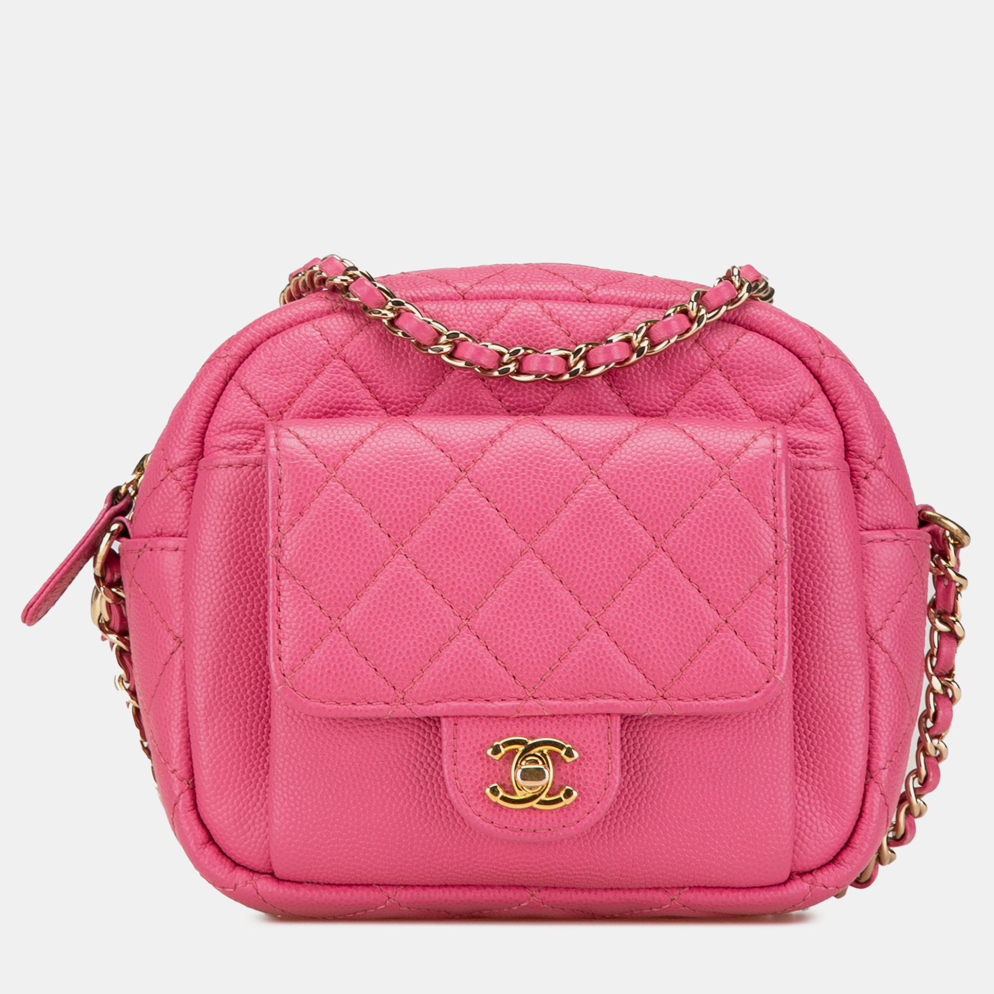 

Chanel Pink Quilted Caviar CC Day Camera Bag