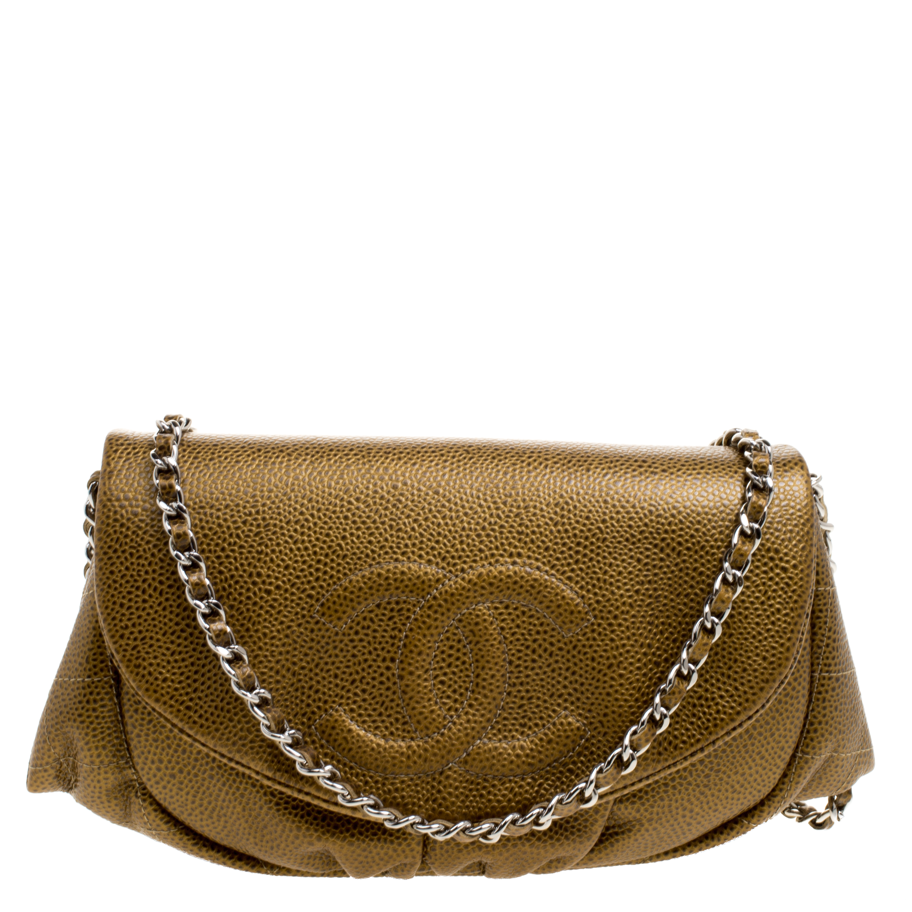 Chanel Gold Leather Halfmoon WOC Bag