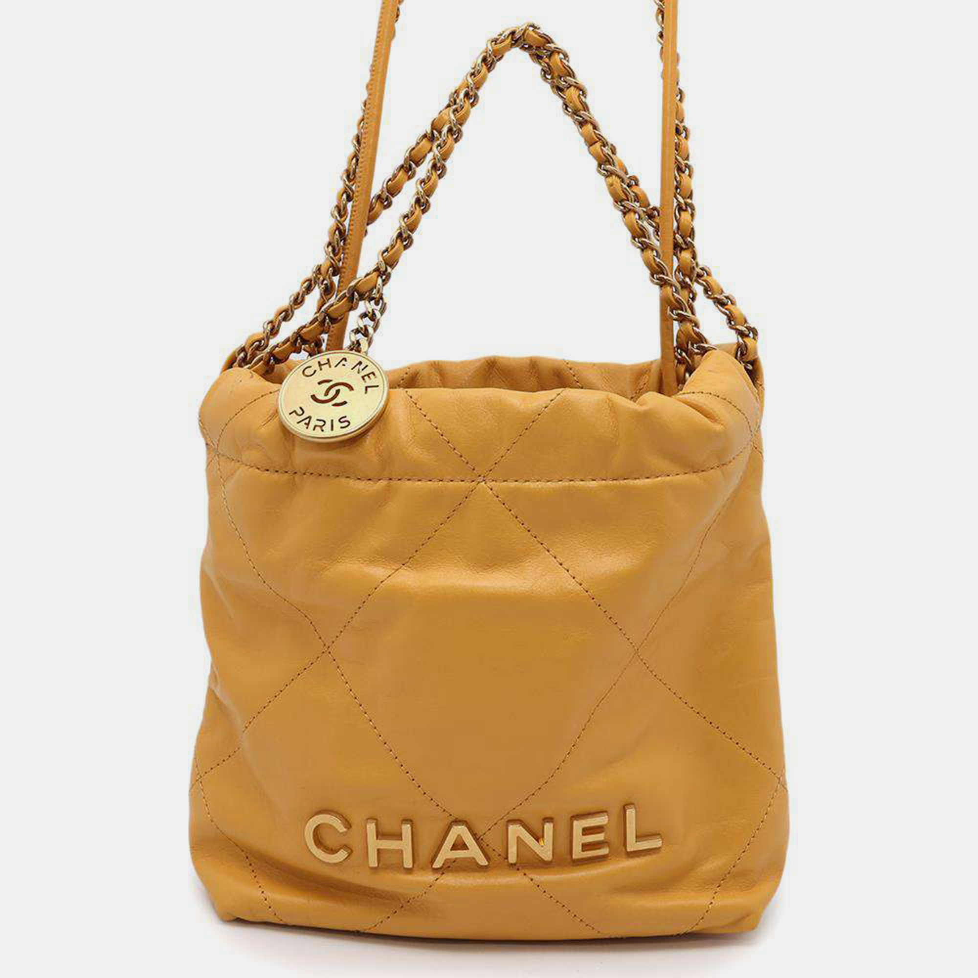 

Chanel Yellow Shiny Calf Leather 22 Shoulder Bag