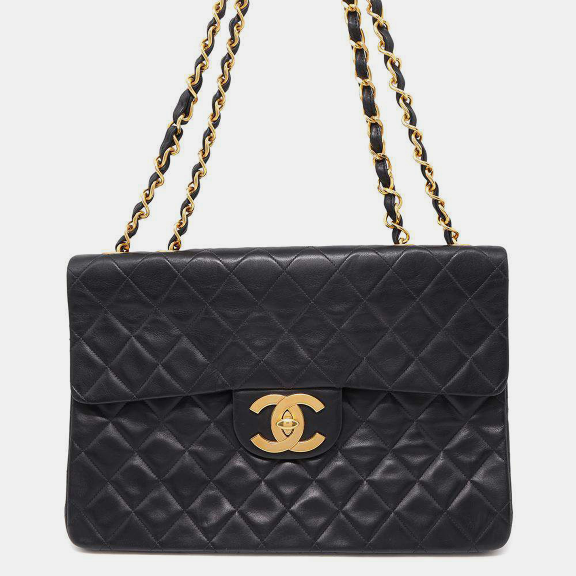 

Chanel Black Lambskin Jumbo Chain Shoulder Bag