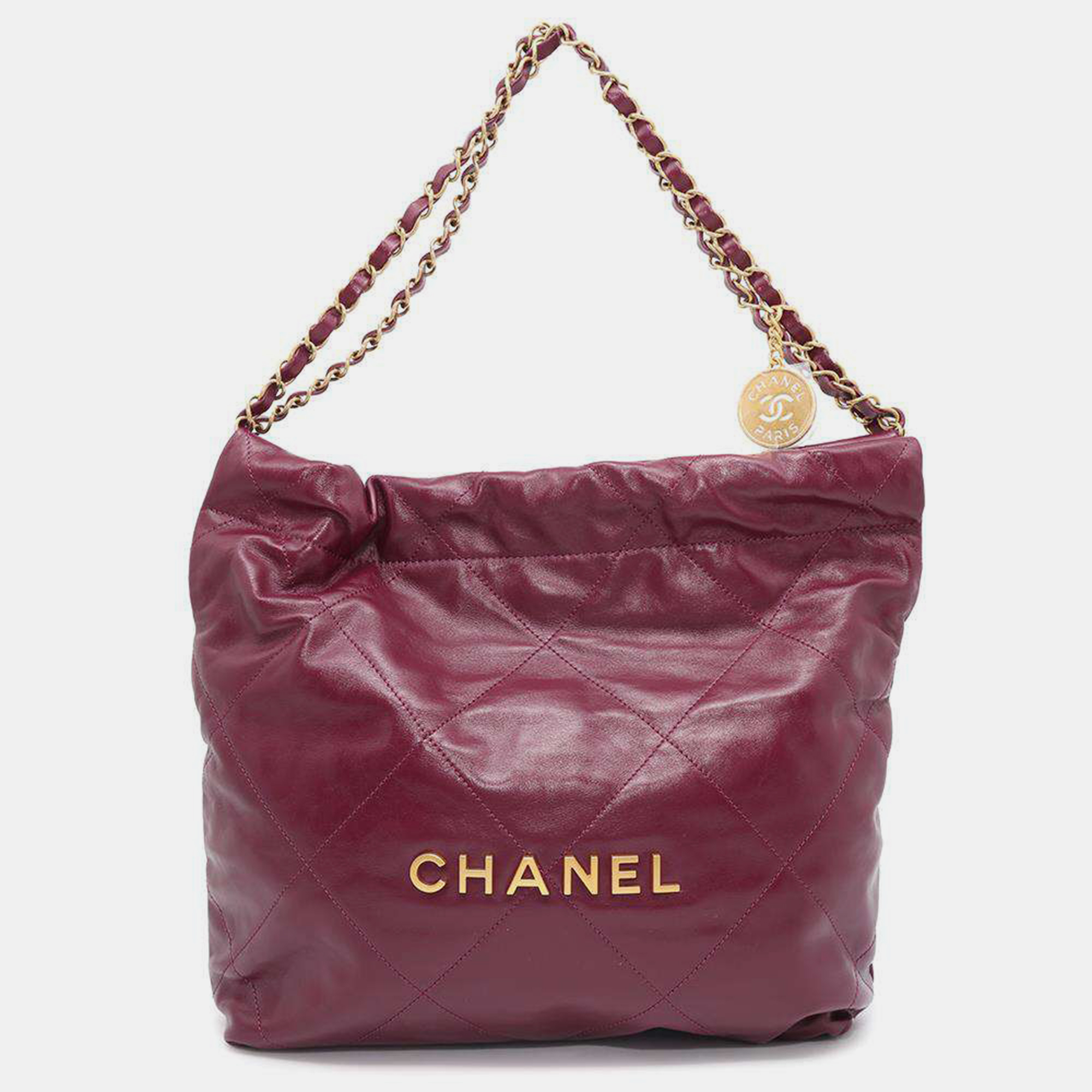 

Chanel Purple Shiny Calf Leather 22 Chain Shoulder Bag