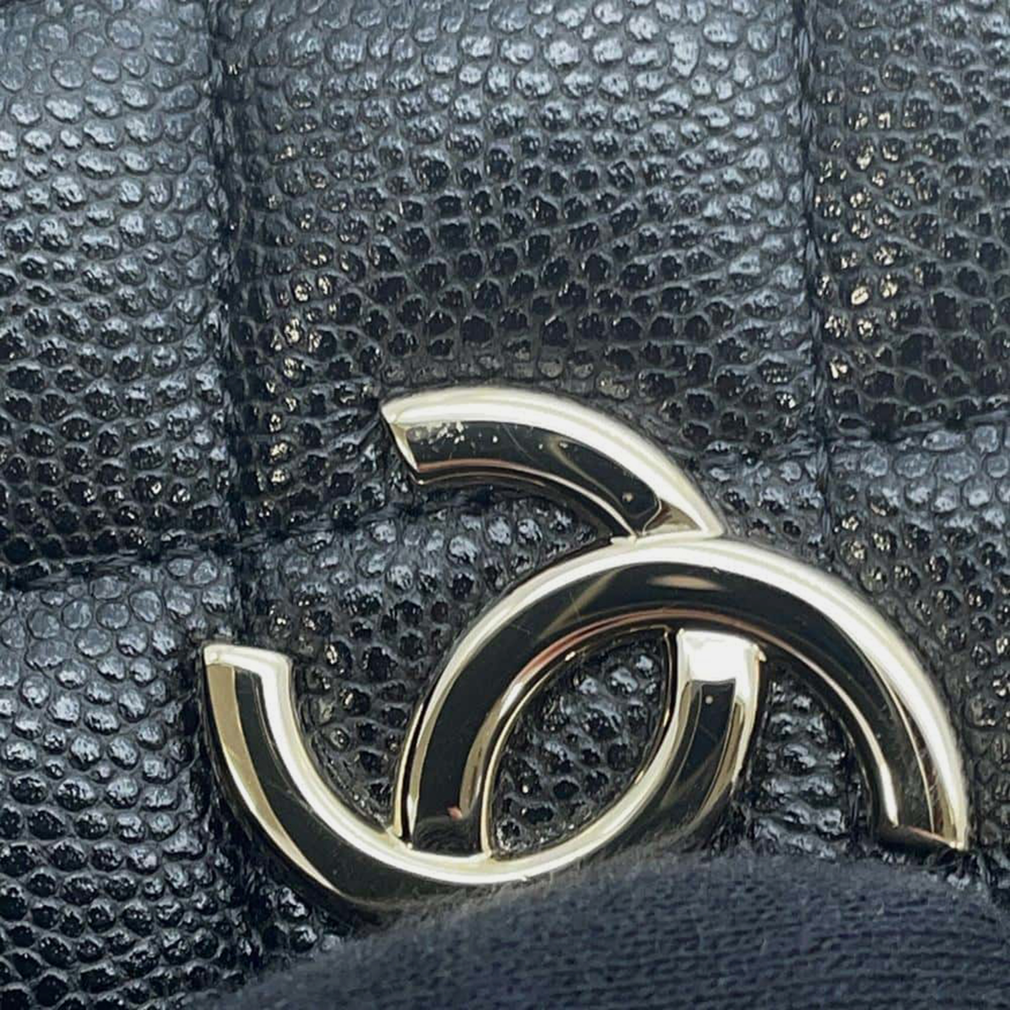Chanel Black Caviar Leather Bucket Chain Shoulder Bag 