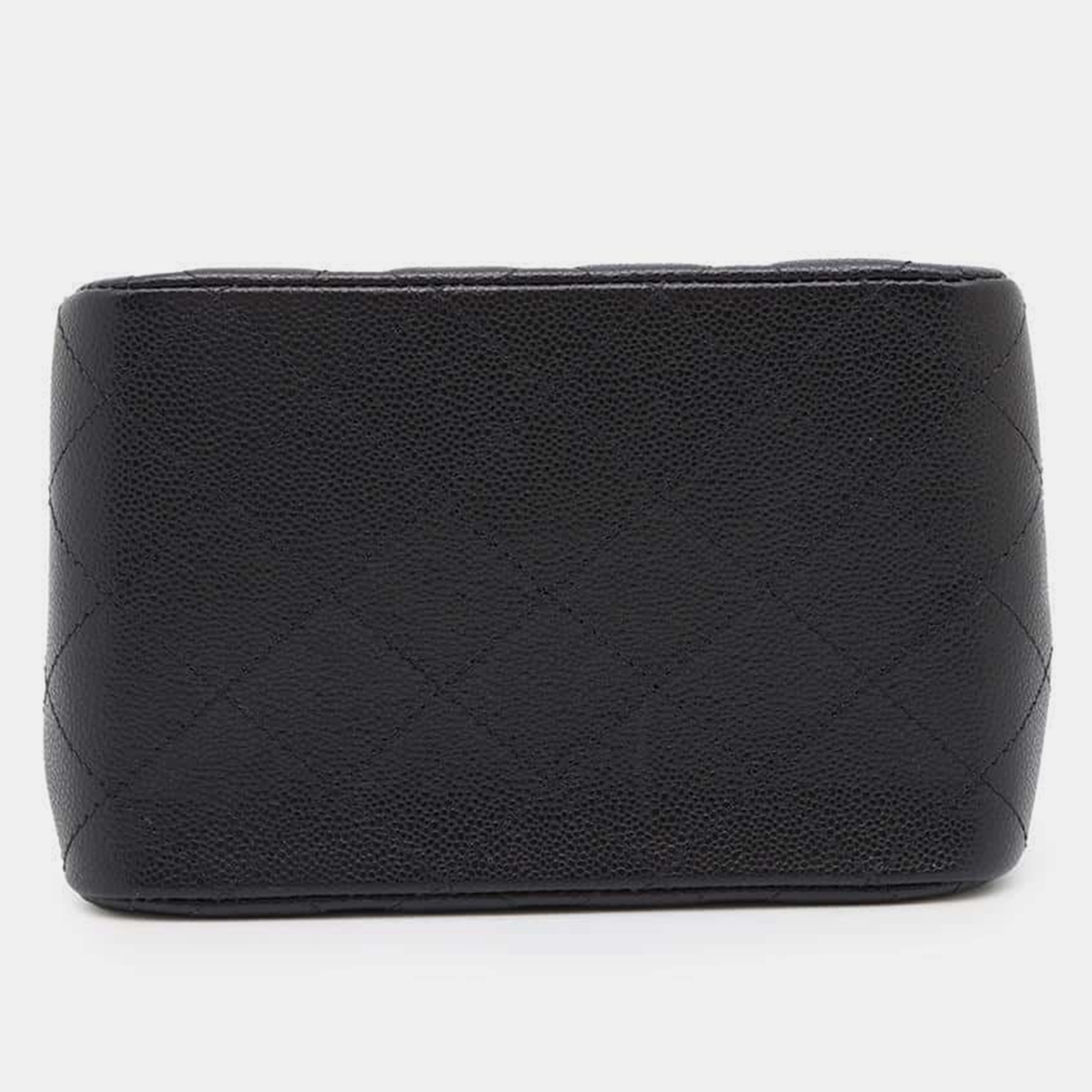 Chanel Black Caviar Leather Bucket Chain Shoulder Bag 