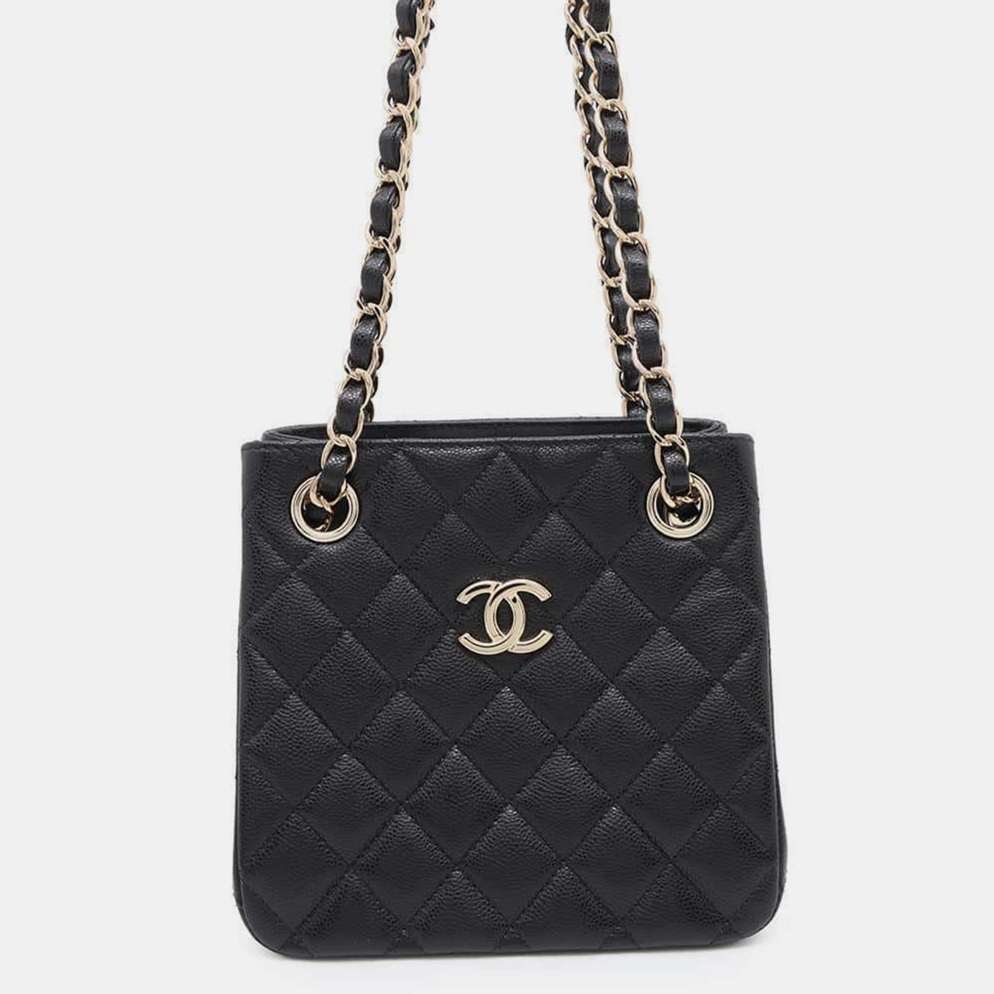 

Chanel Black Caviar Leather Bucket Chain Shoulder Bag