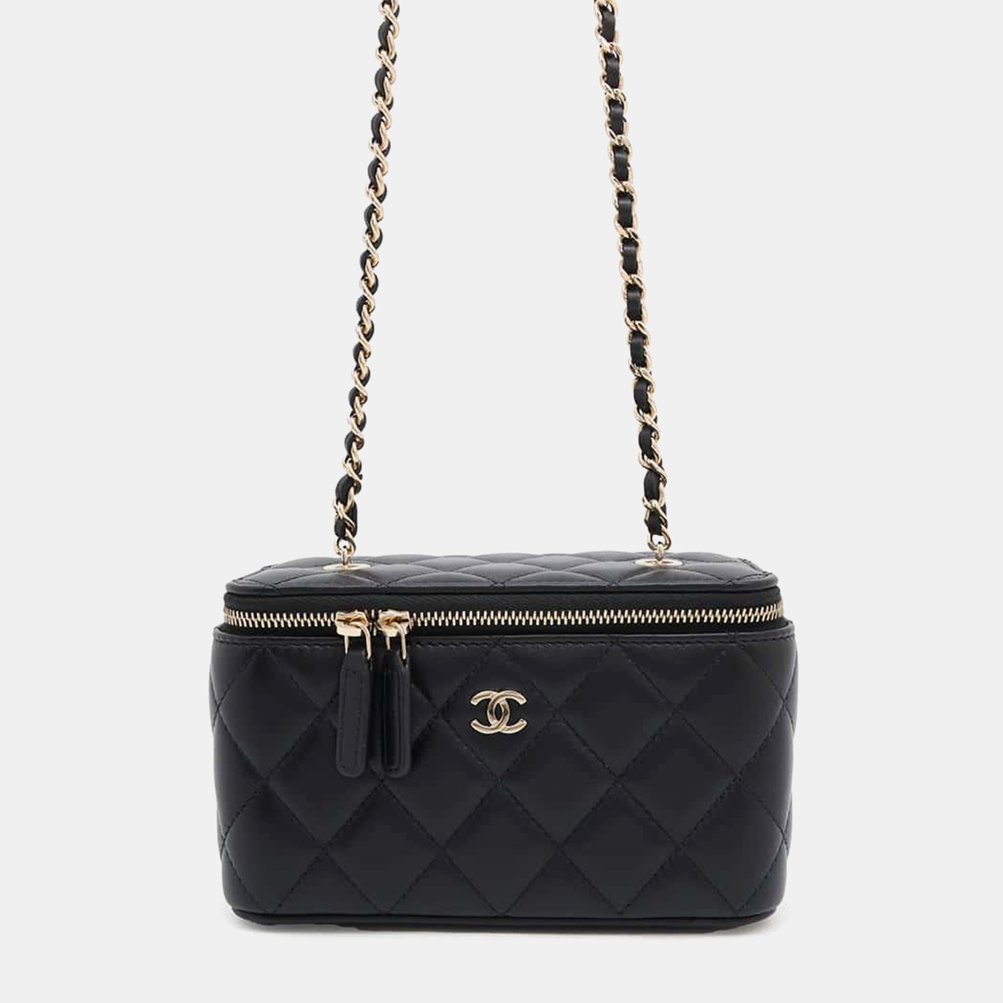 

Chanel Black Matelasse Chain Lambskin Vanity Bag