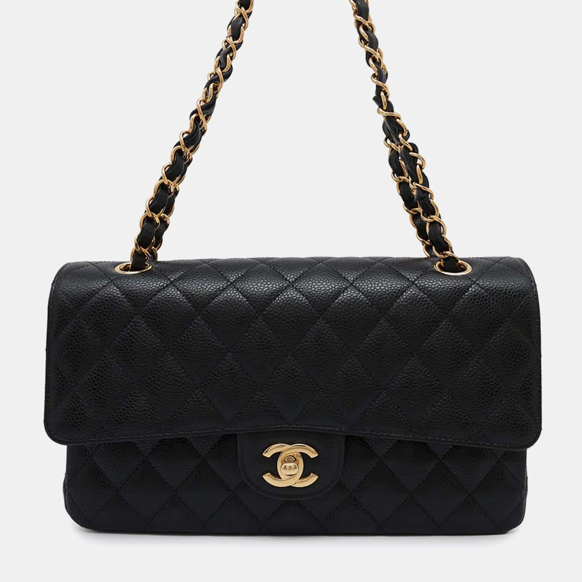 

Chanel Matelasse Black Flap Caviar Leather Size