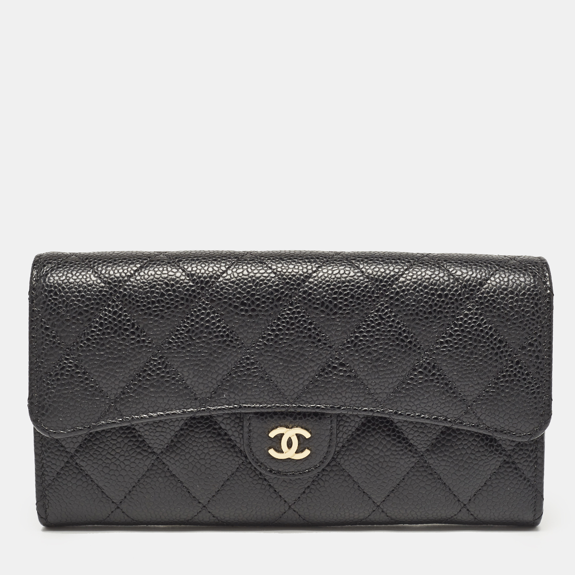 

Chanel Black Quilted Caviar Leather Classic Flap Continental Wallet