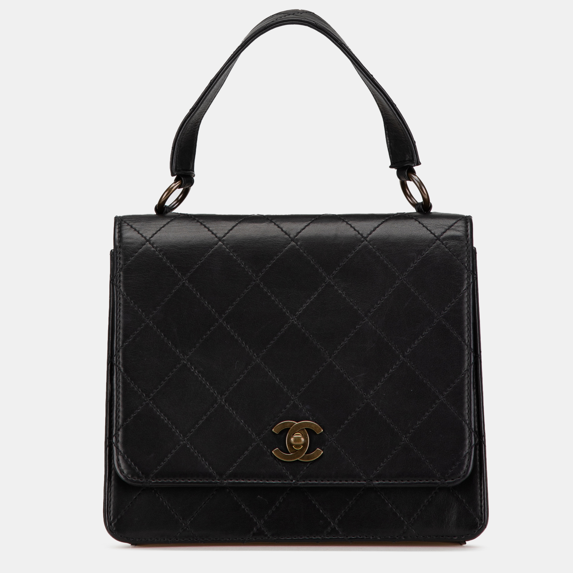 

Chanel Black Quilted Lambskin Top Handle Square Flap