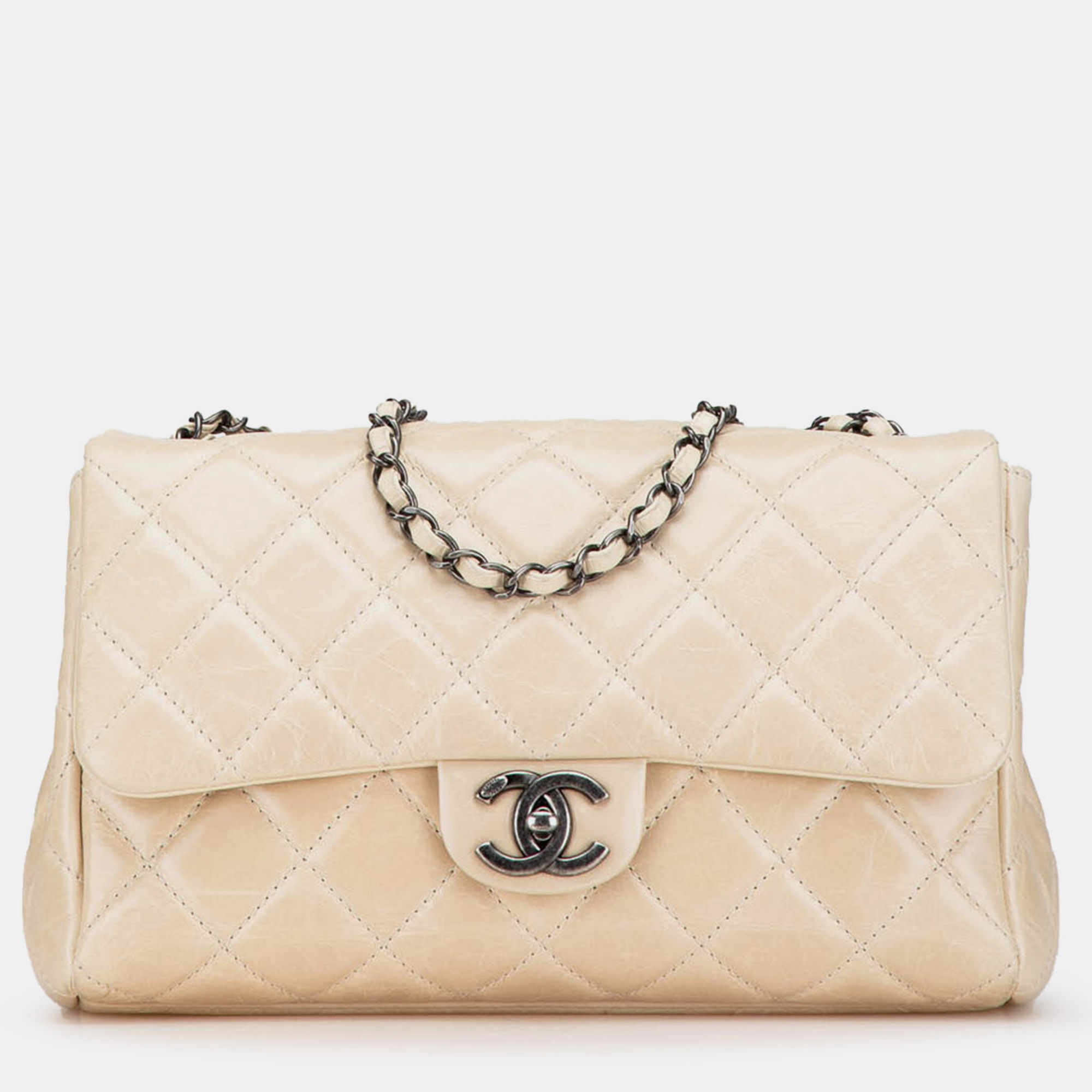 

Chanel Beige Medium Quilted Glazed Calfskin Coco Soft Flap