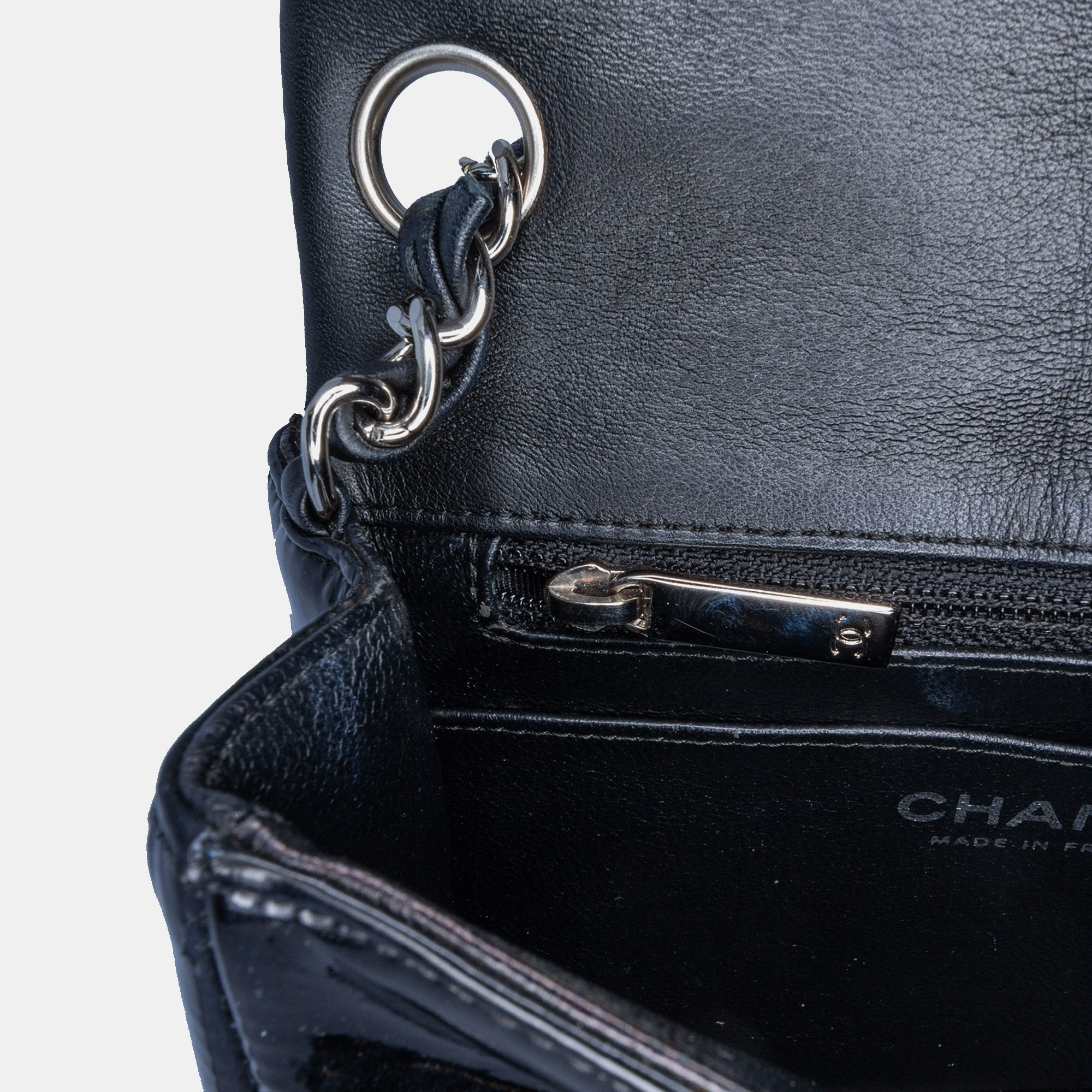 Chanel Black Mini Square Patent Single Flap 