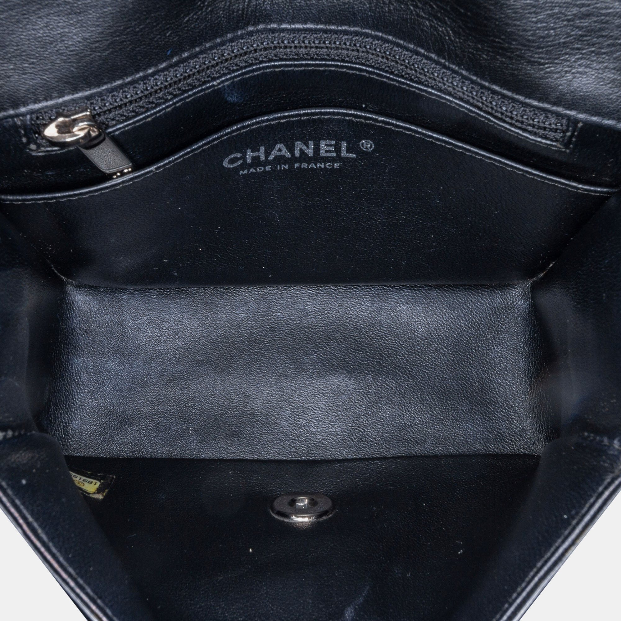 Chanel Black Mini Square Patent Single Flap 