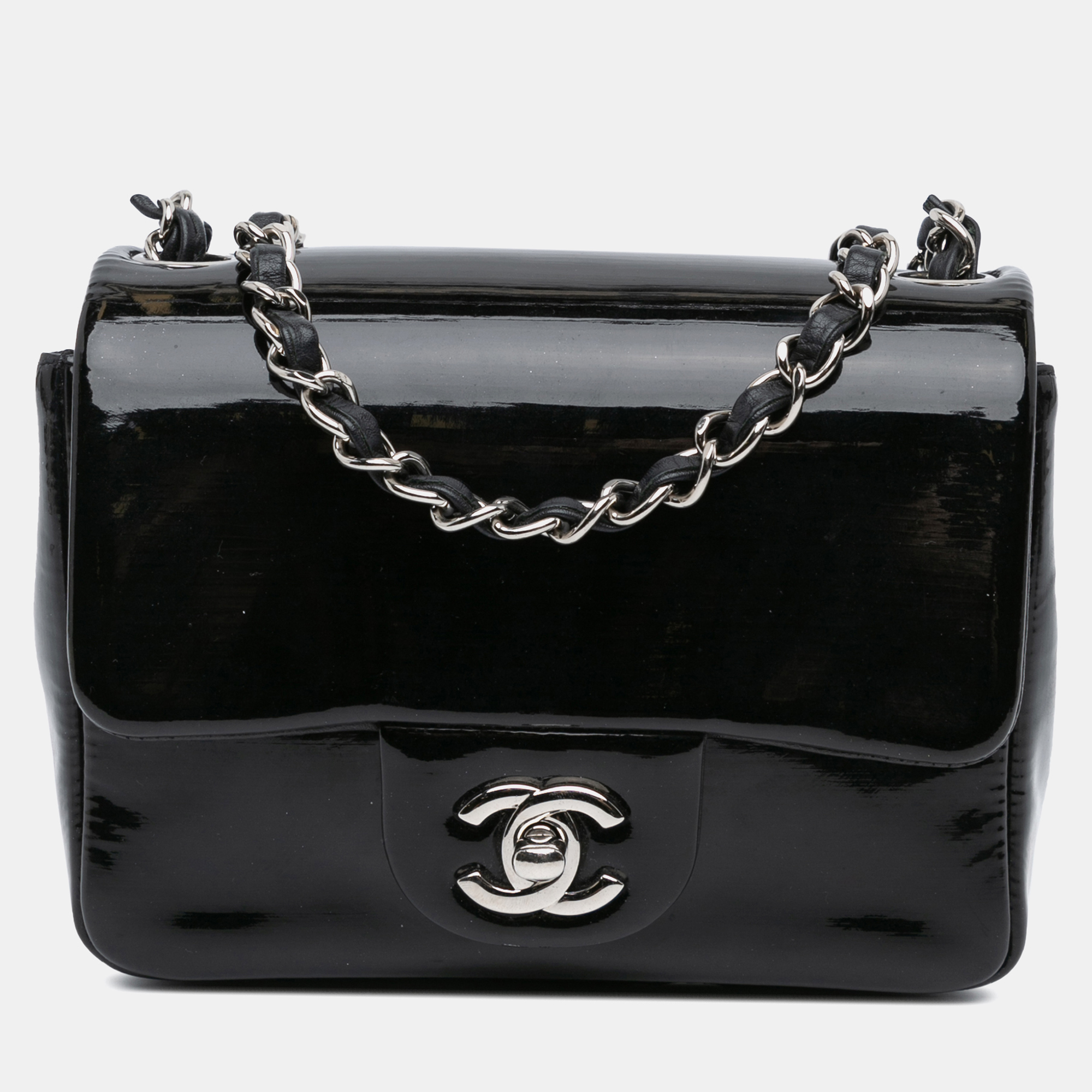 

Chanel Black Mini Square Patent Single Flap