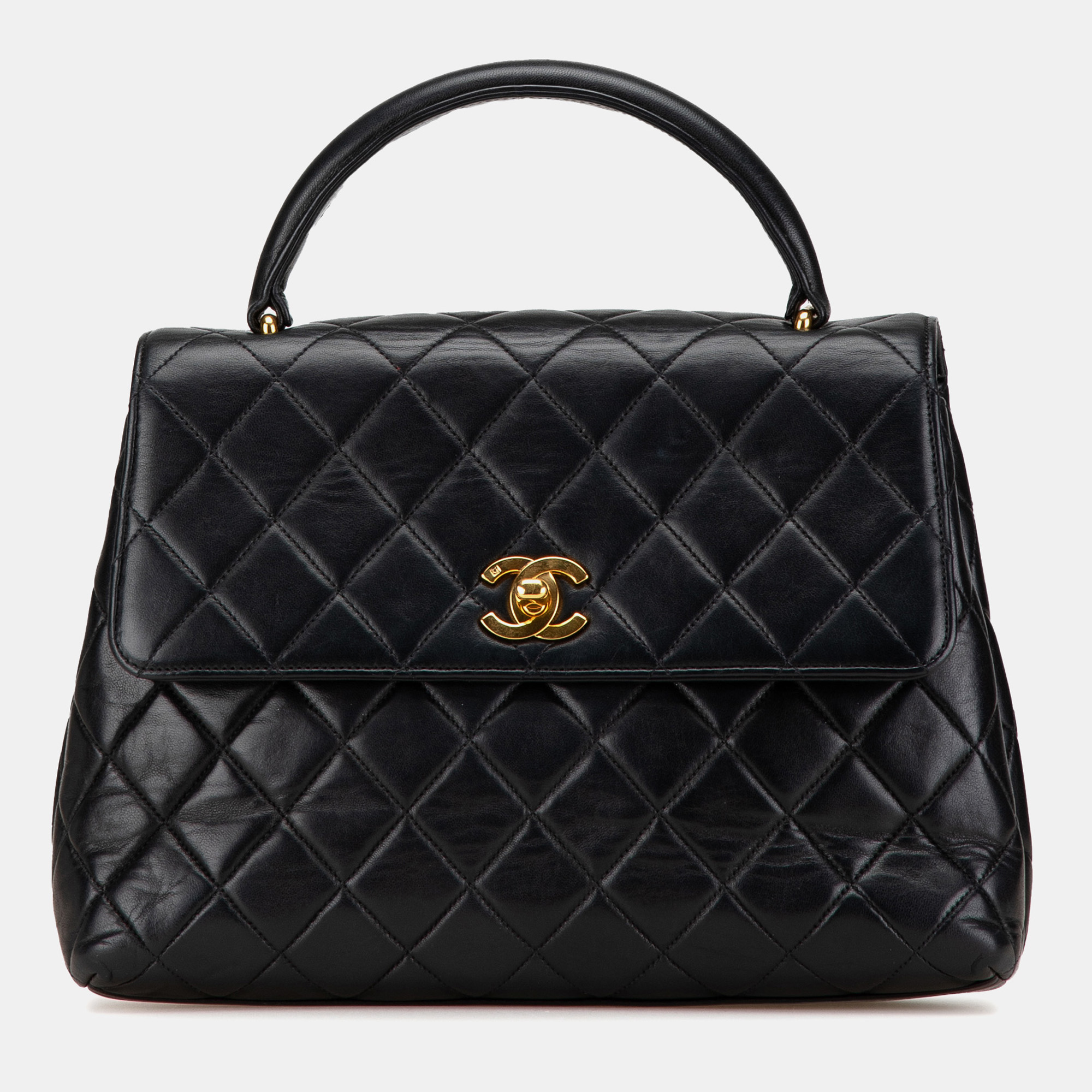 

Chanel Black Medium Lambskin Kelly Top Handle Bag