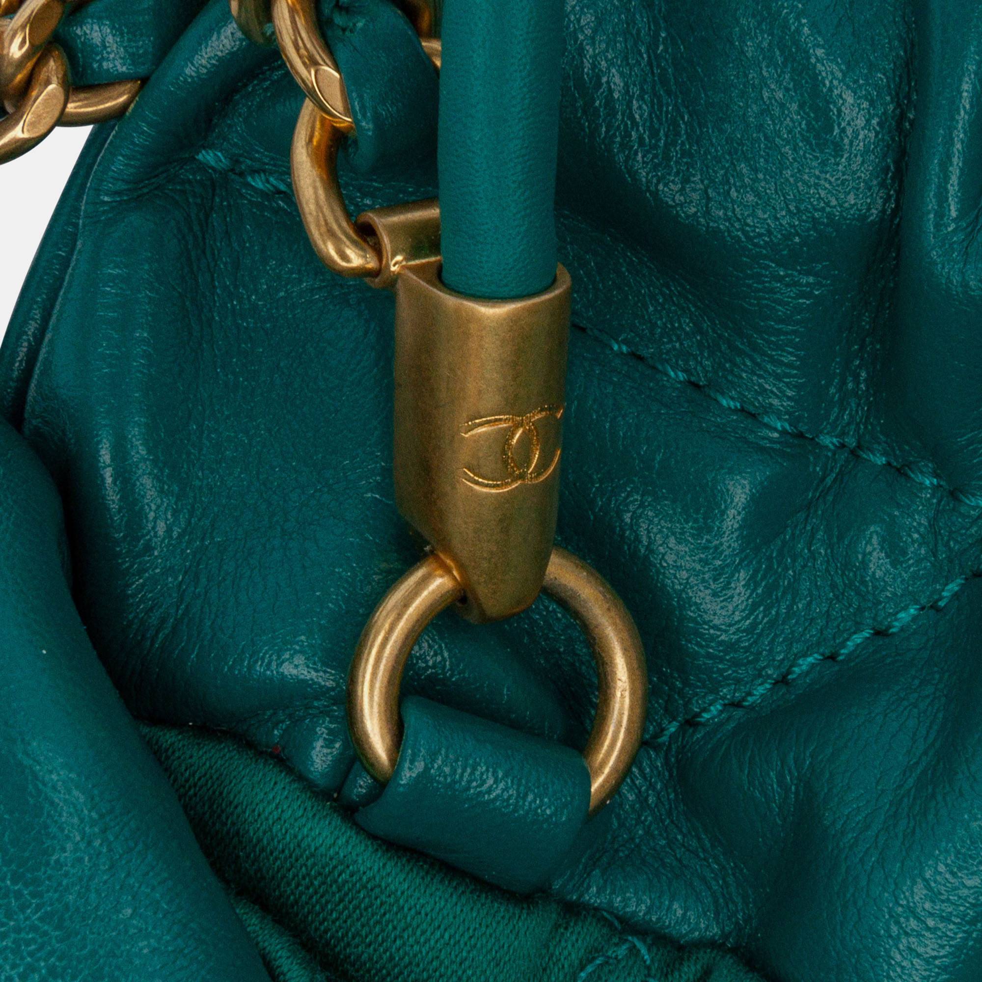 Chanel Green Calfskin Mini Shiny 22 Handbag 
