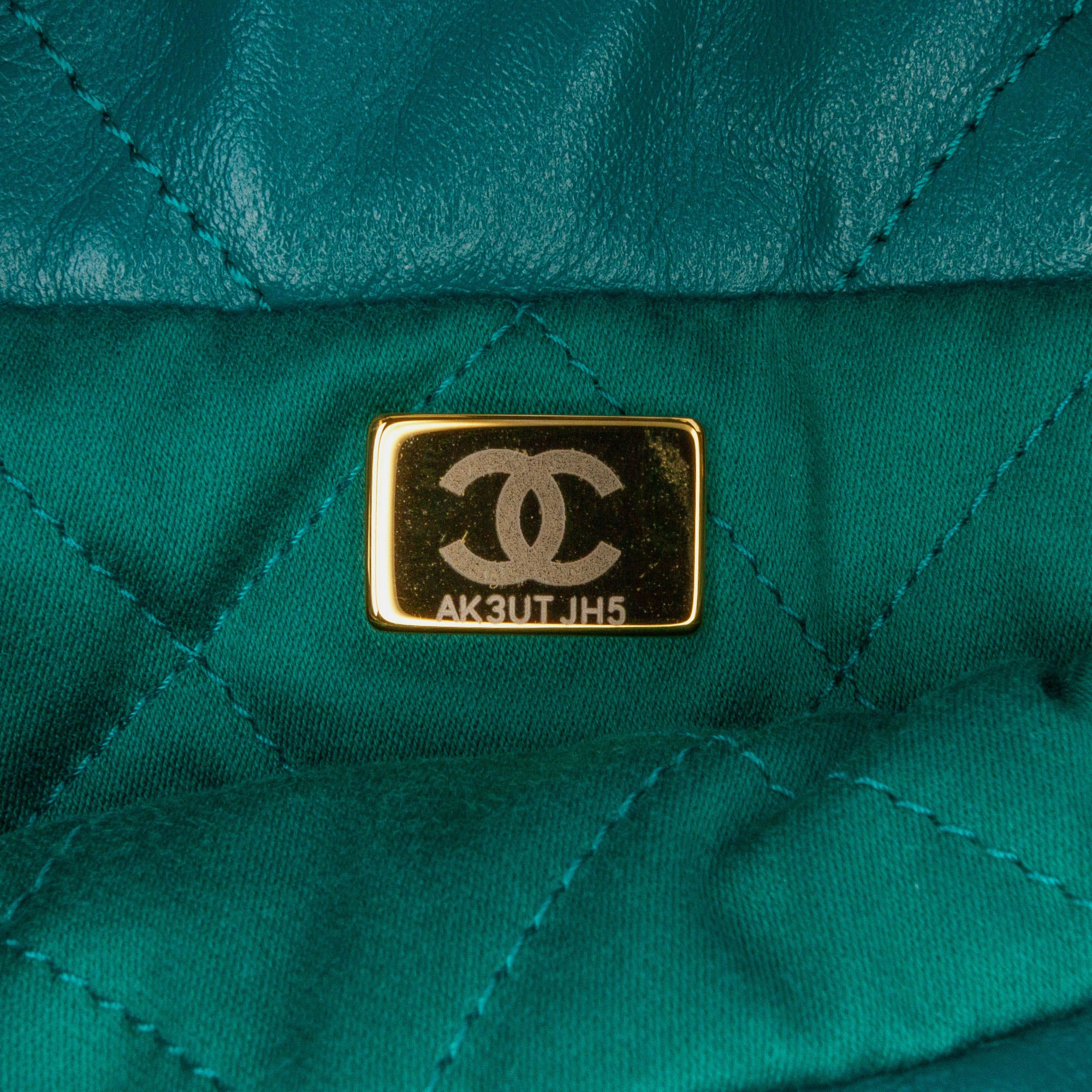 Chanel Green Calfskin Mini Shiny 22 Handbag 