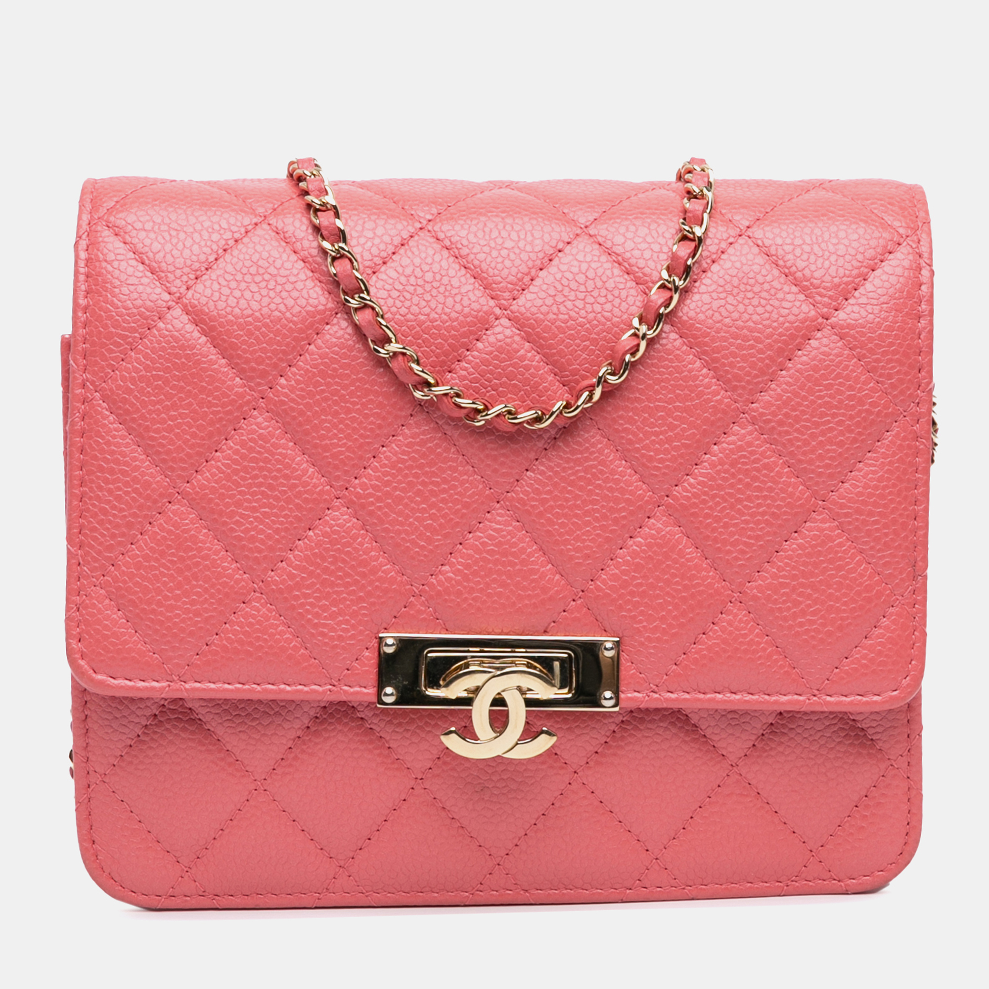 

Chanel Pink Quilted Caviar Golden Class Wallet On Chain