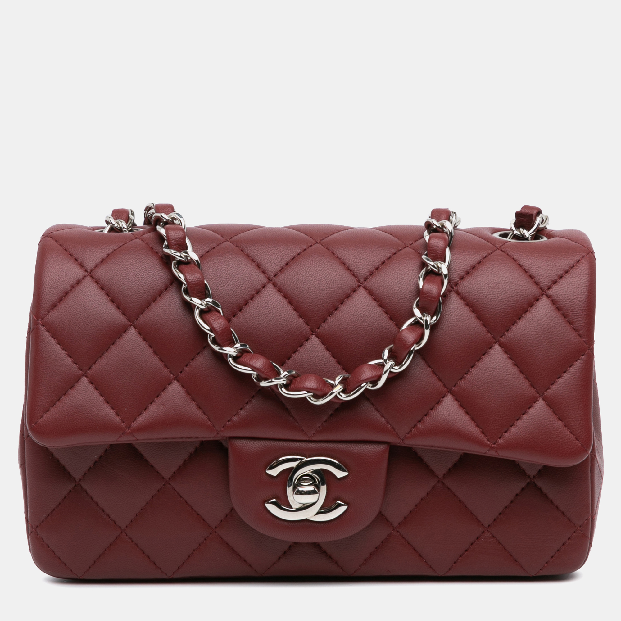 

Chanel Red Mini Rectangular Classic Lambskin Single Flap