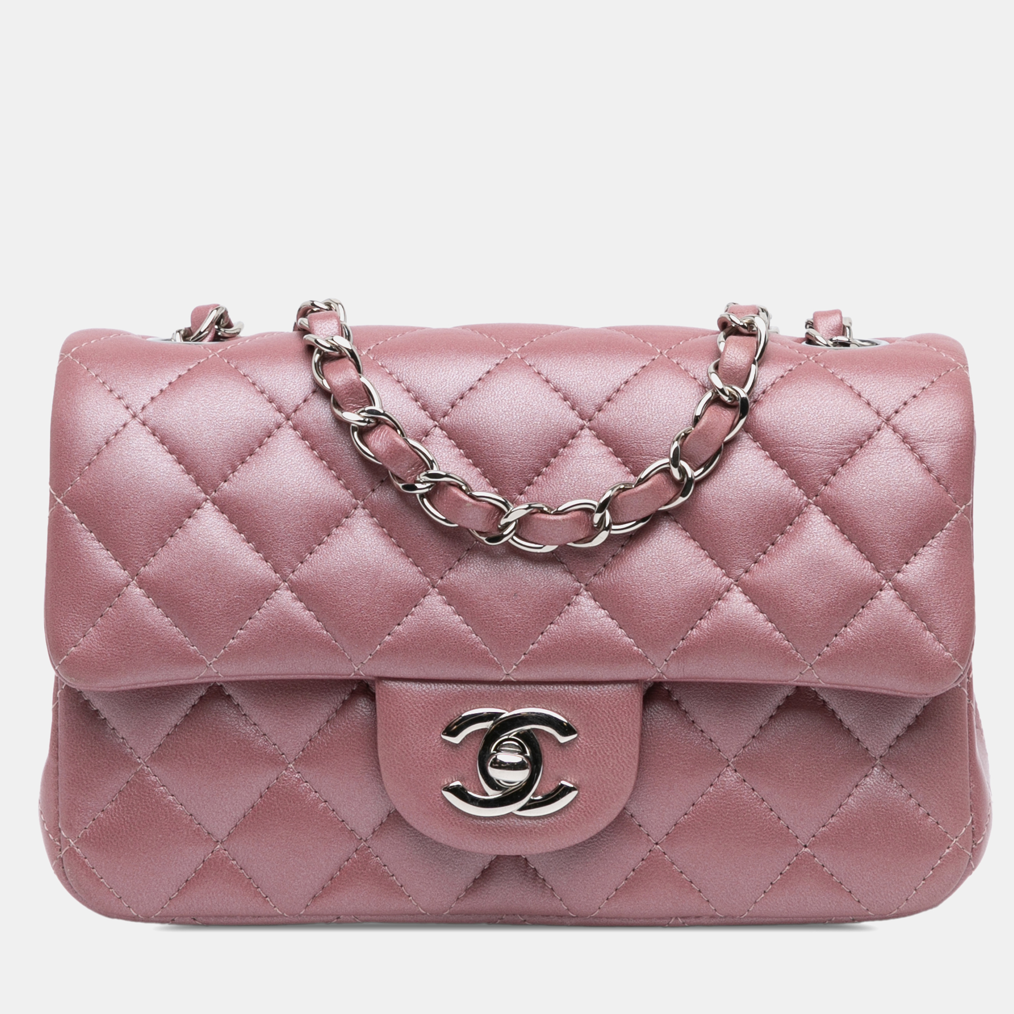 

Chanel Pink Mini Rectangular Classic Lambskin Single Flap