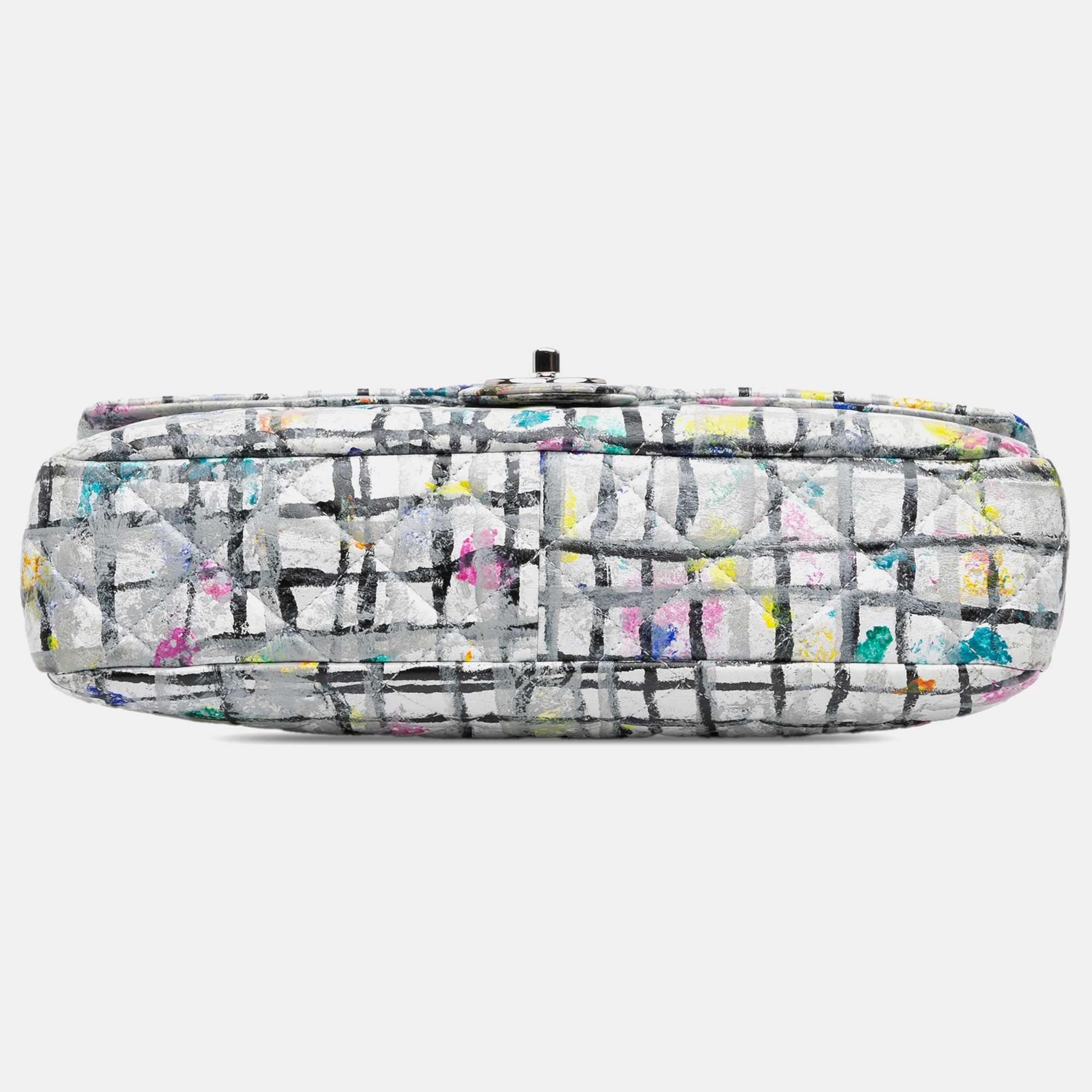 Chanel White Medium Calfskin Hand Painted Graffiti Flap 