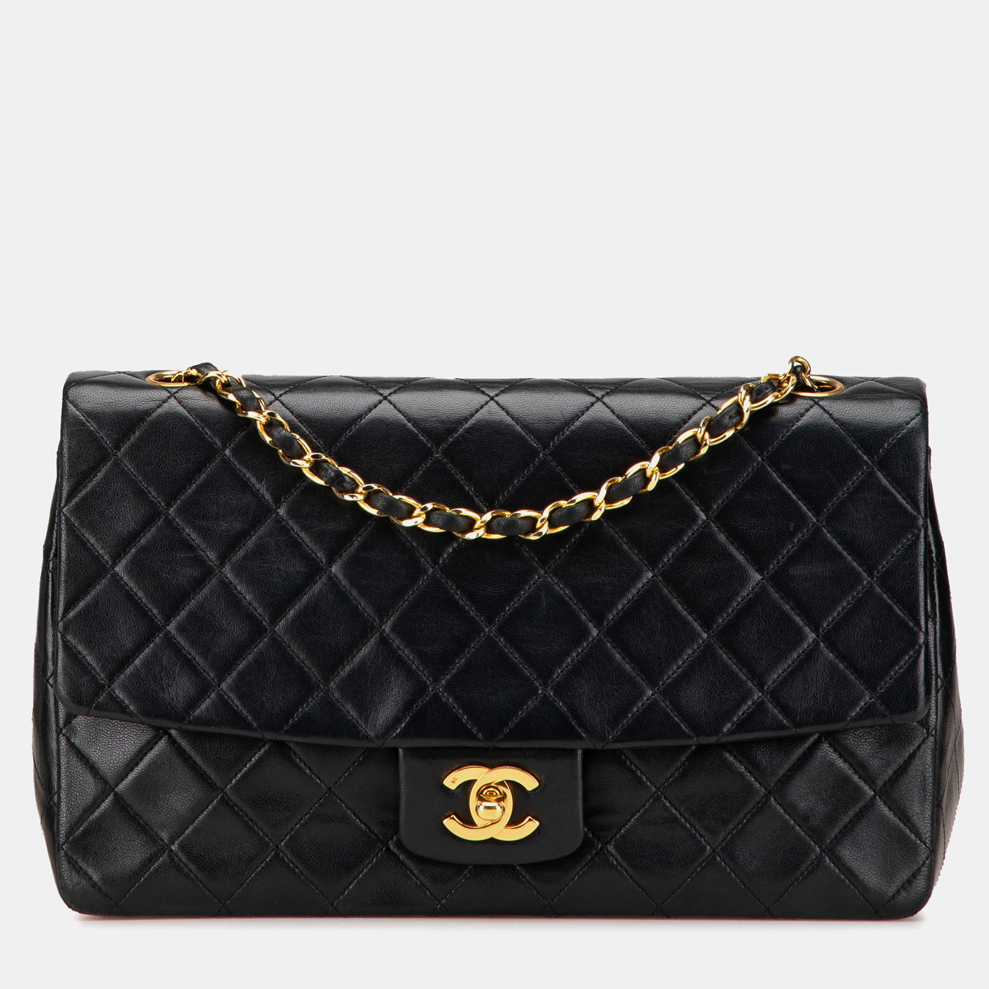 

Chanel Black CC Quilted Lambskin Single Flap