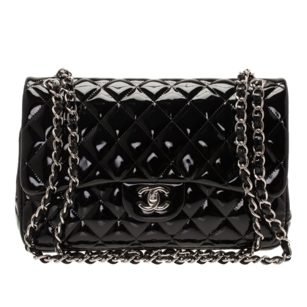 Chanel Black Patent Classic Double Flap Bag