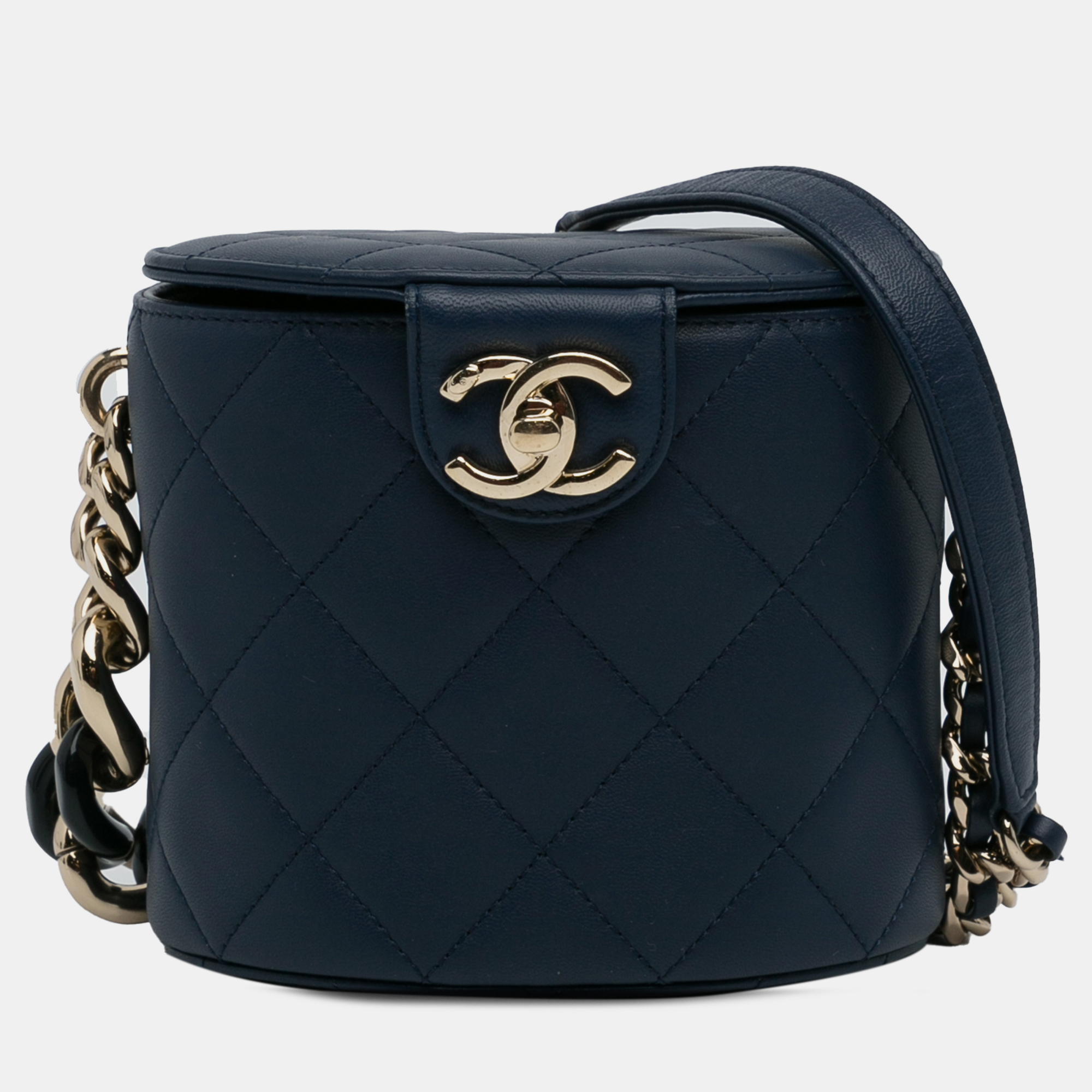 

Chanel Blue CC Round Vanity Bag