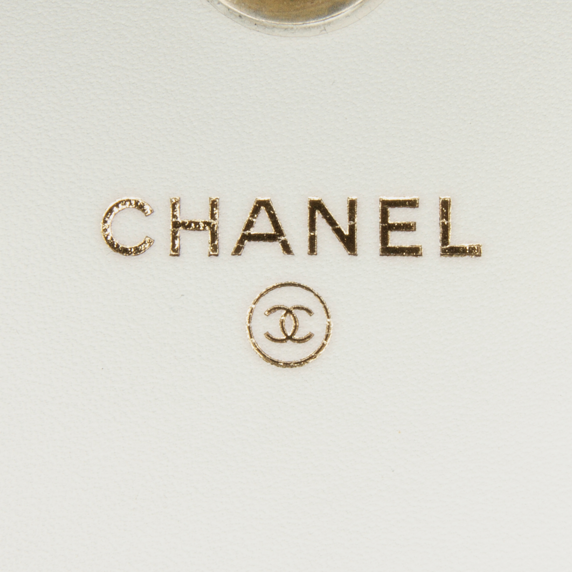 Chanel White Quilted Calfskin Logo Enchained Wallet On Chain 
