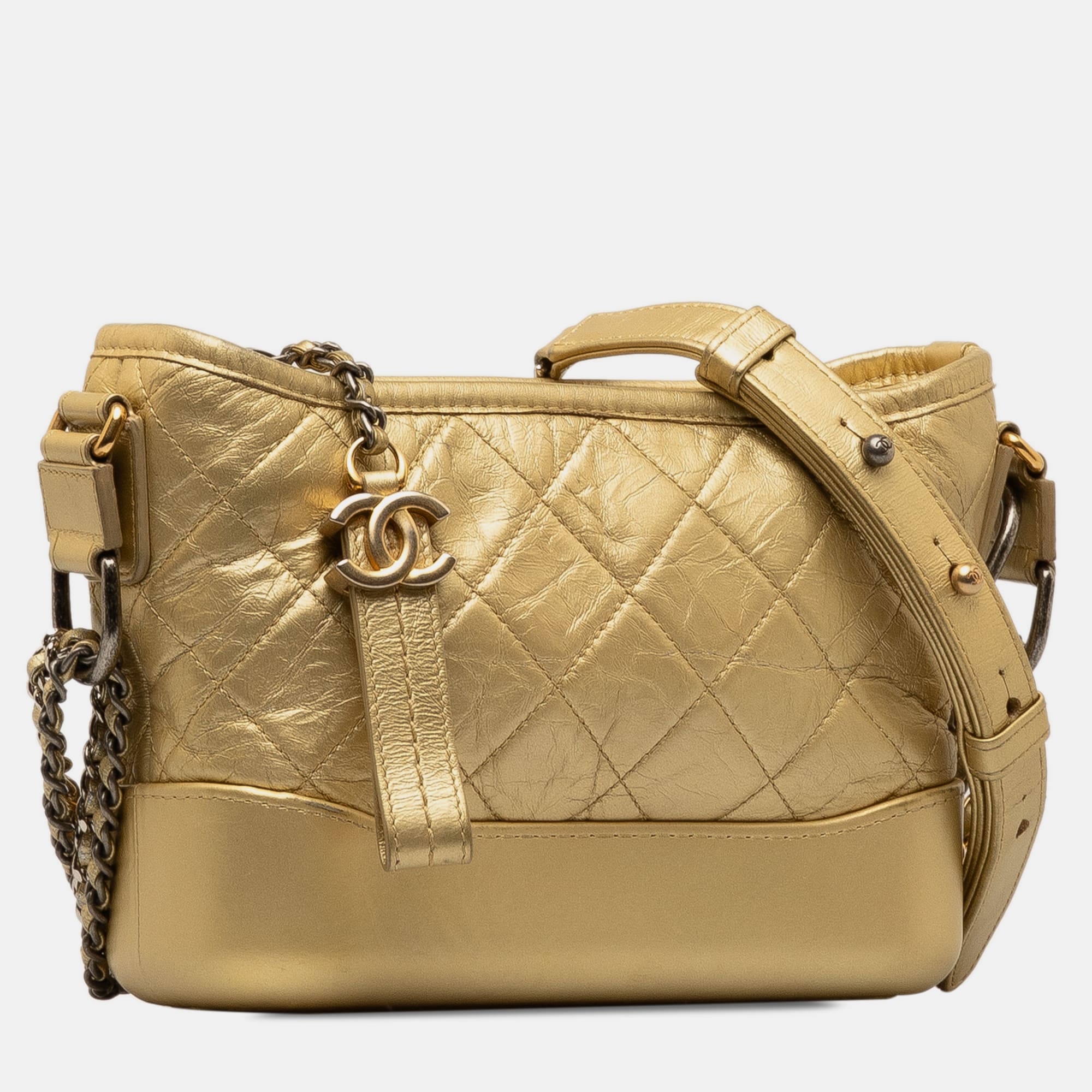 Chanel Gold Small Metallic Lambskin Gabrielle Crossbody 