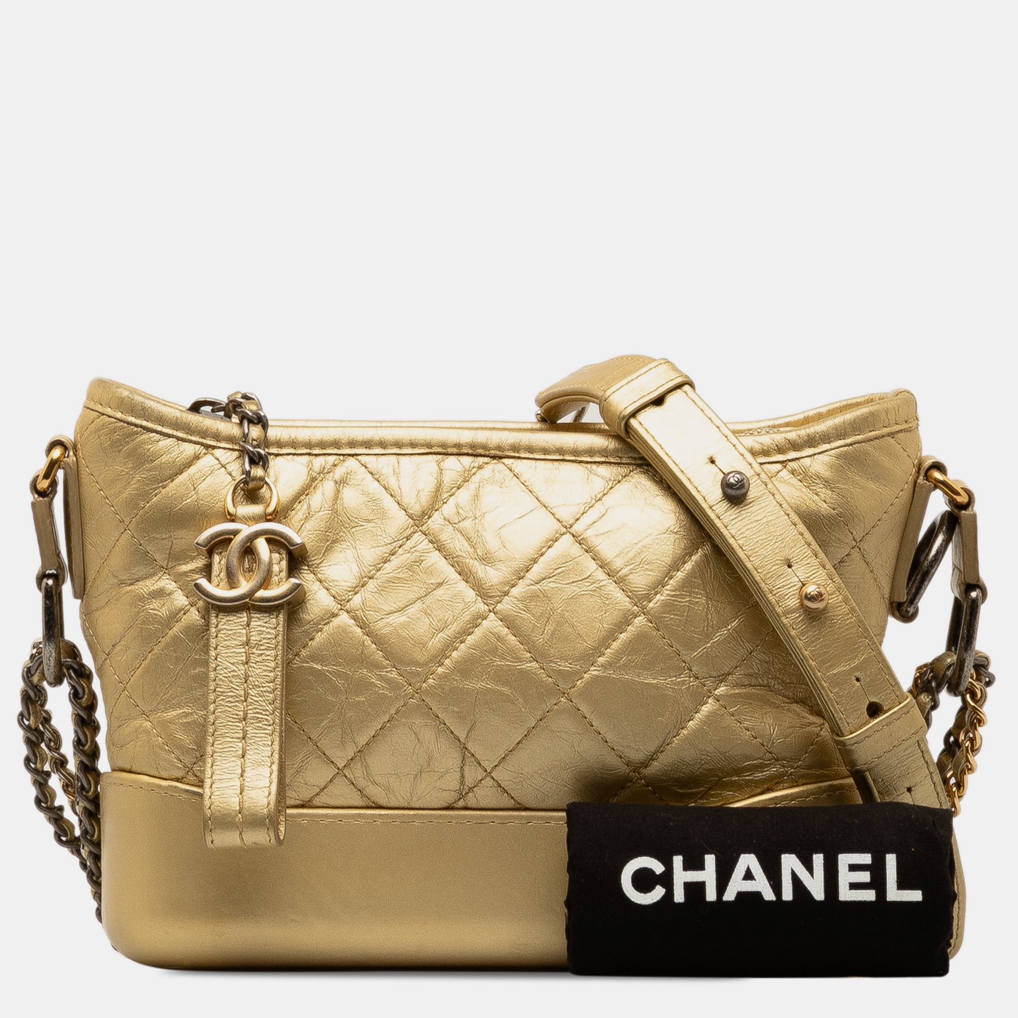 Chanel Gold Small Metallic Lambskin Gabrielle Crossbody 
