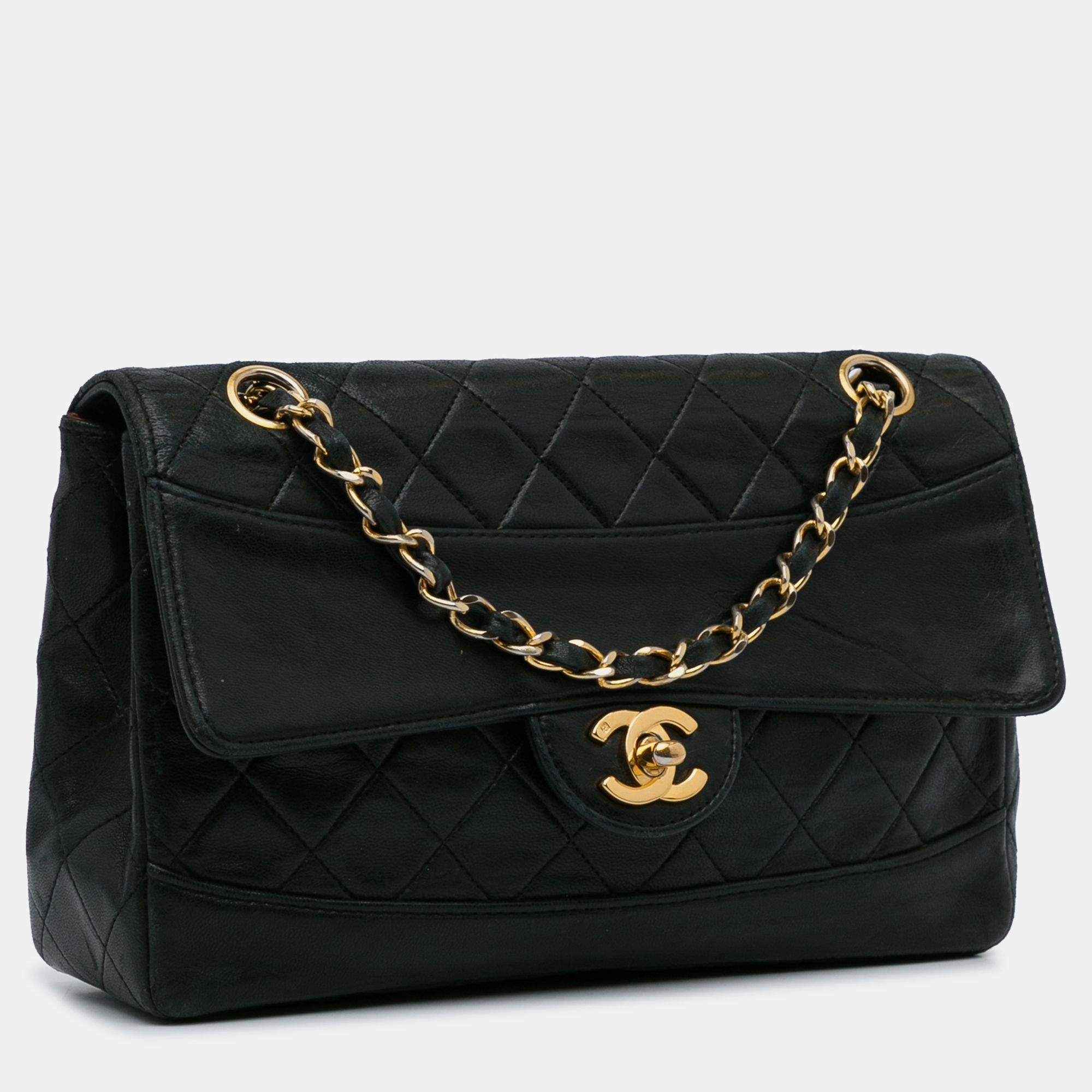 Chanel Black Quilted Lambskin Shoulder Bag 