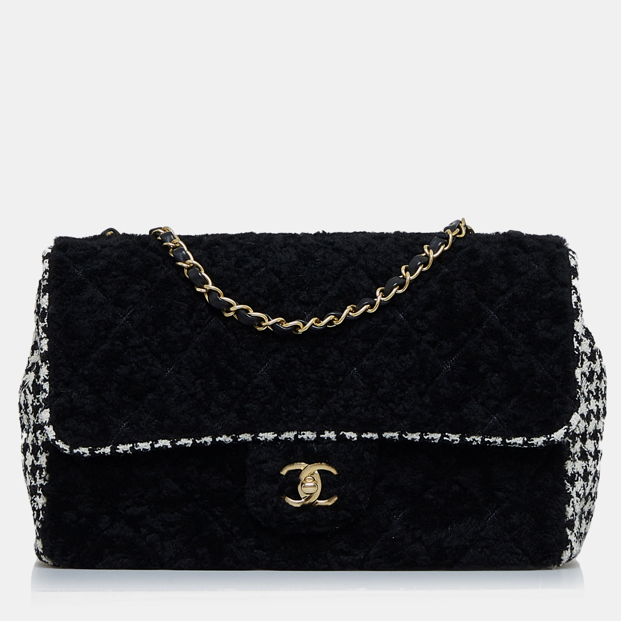 

Chanel Black Shearling Turnlock Flap Bag