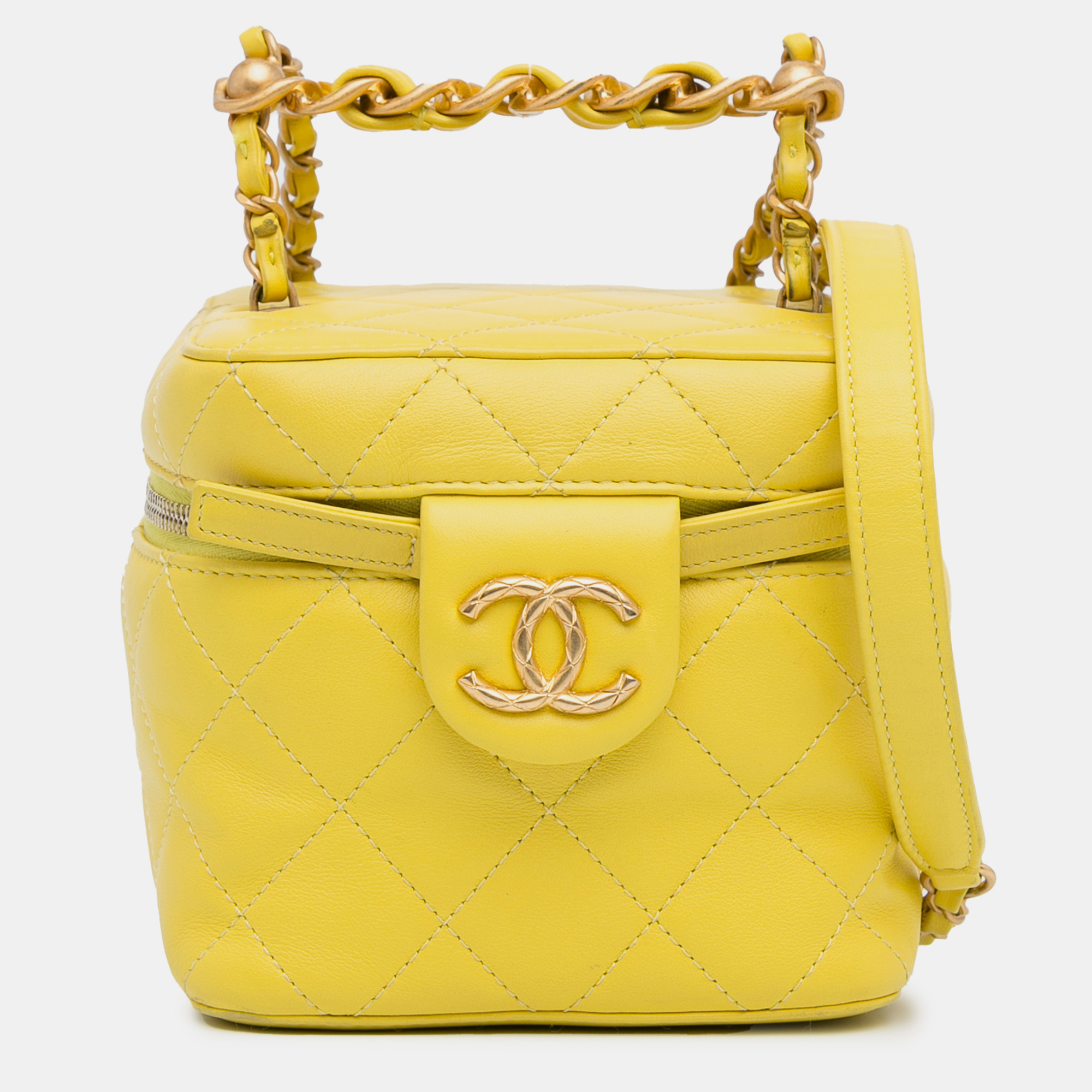 

Chanel Yellow CC Quilted Lambskin Vanity Case