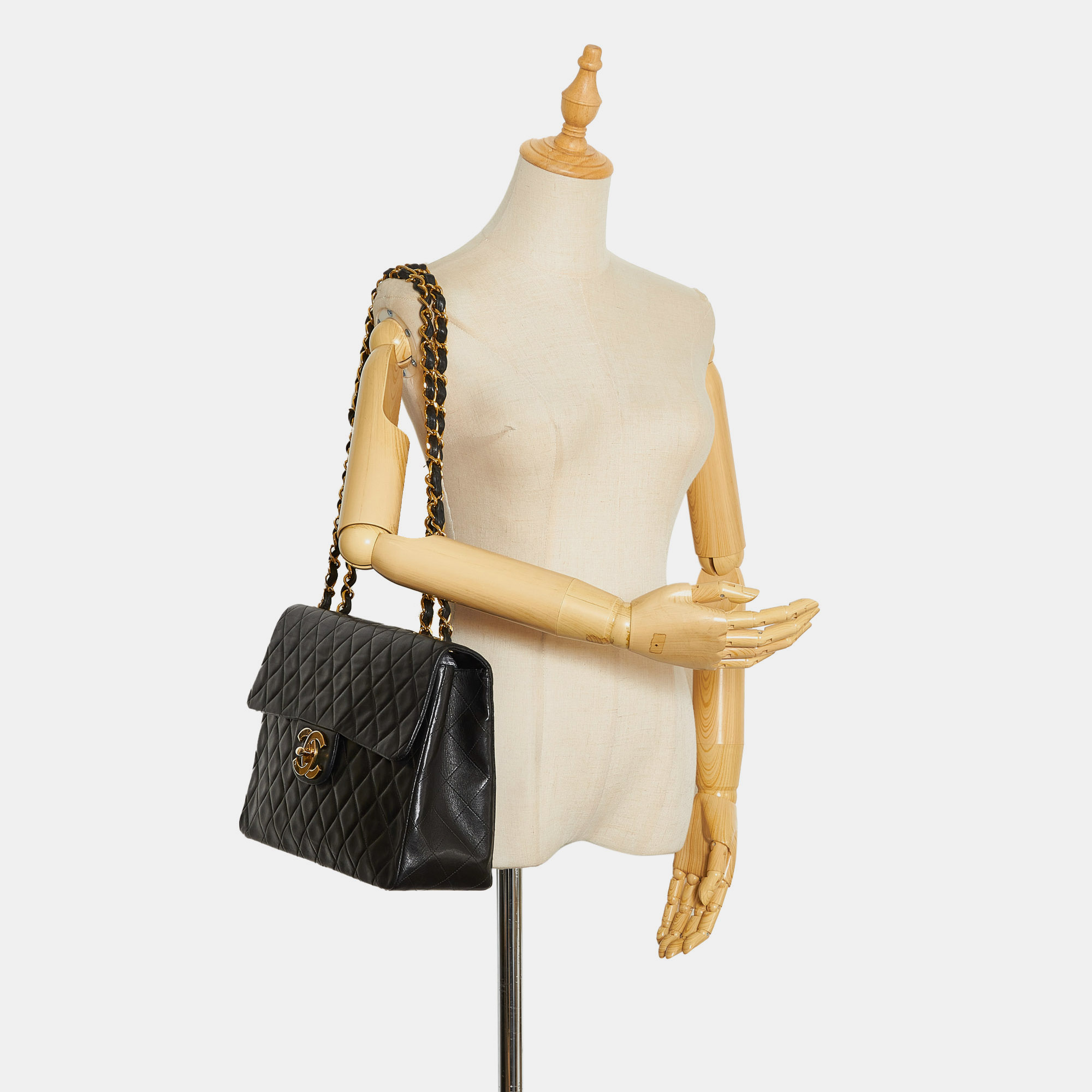 Chanel Black Maxi XL Classic Lambskin Single Flap Bag 