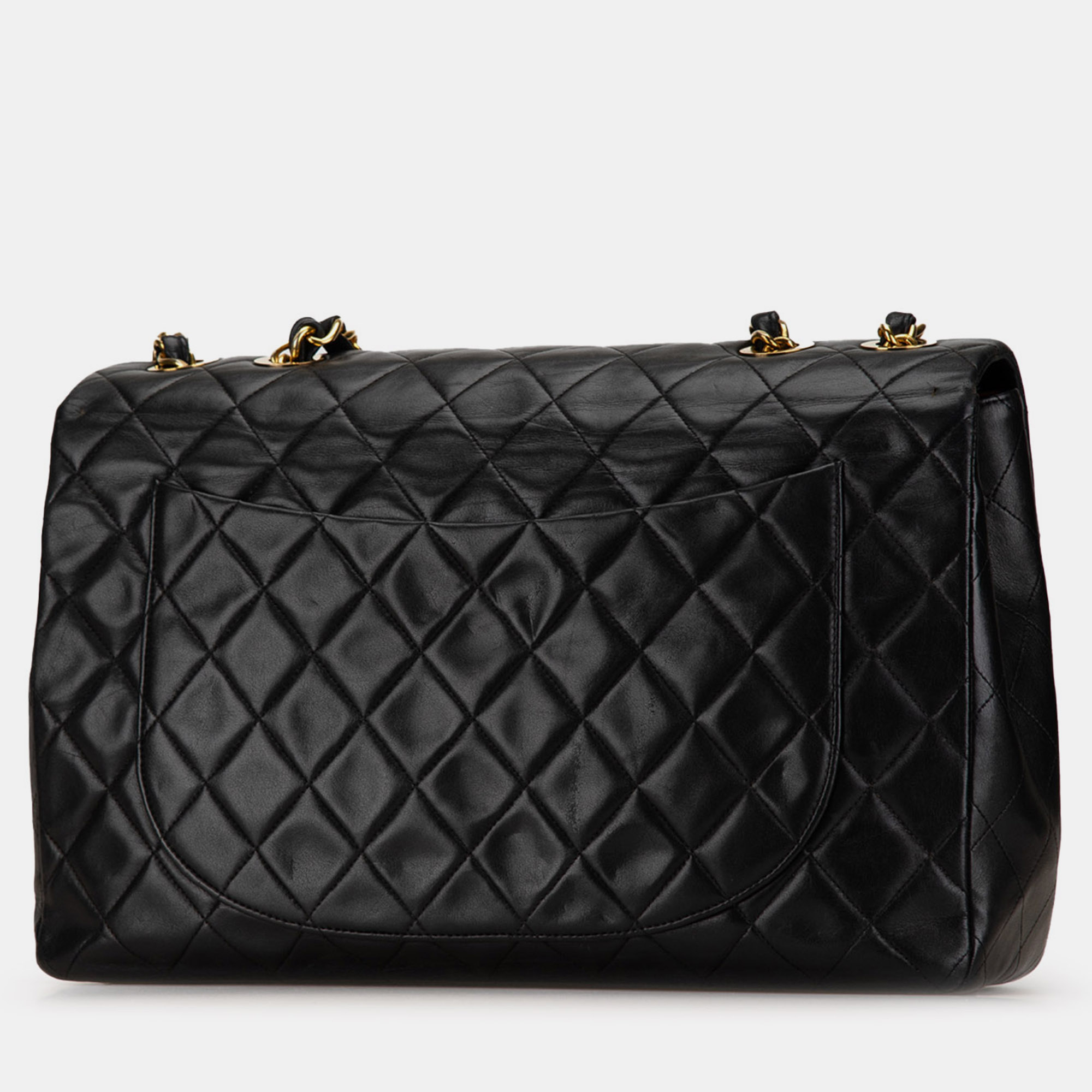 Chanel Black Maxi XL Classic Lambskin Single Flap Bag 