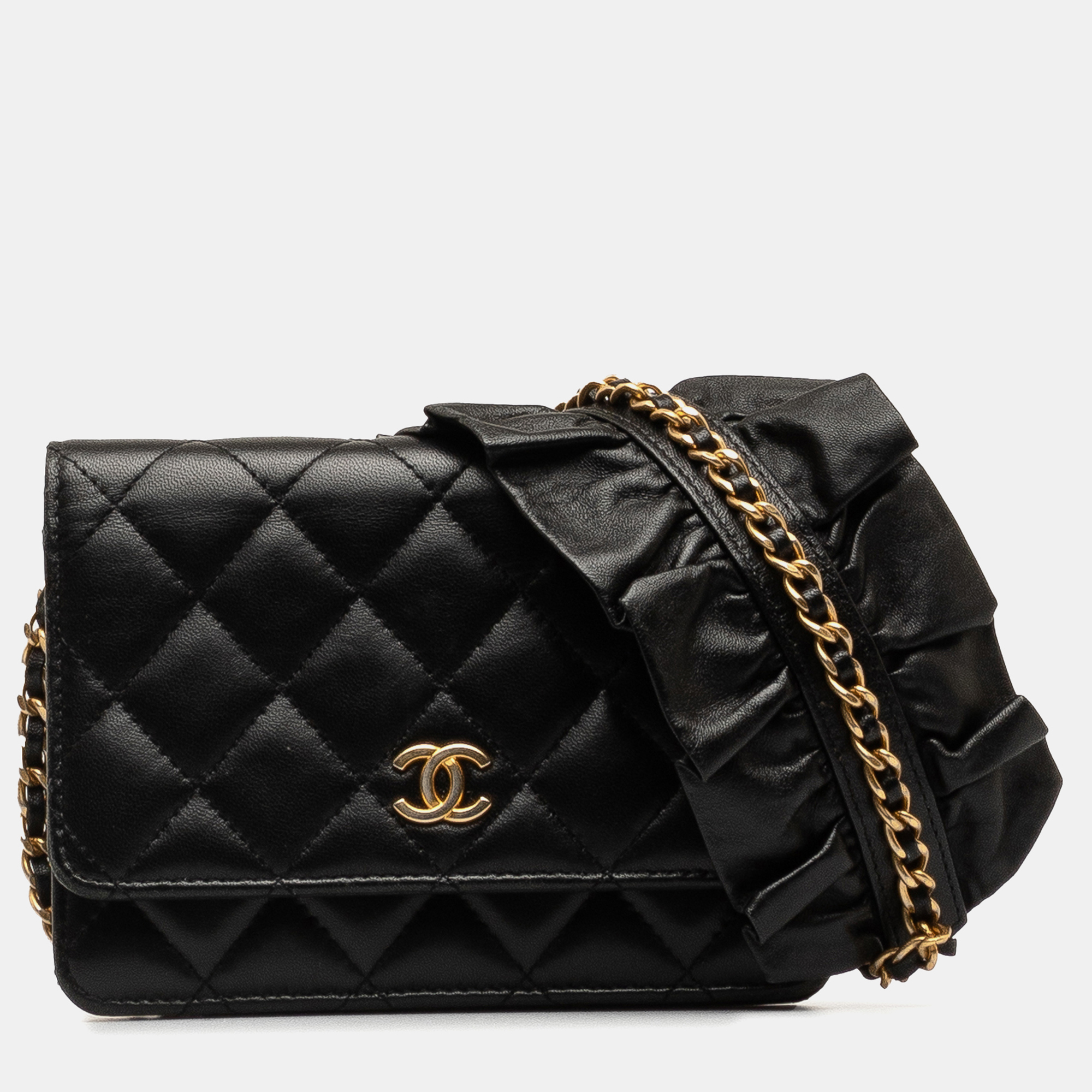 

Chanel Black Lambskin Leather Romance Wallet On Chain