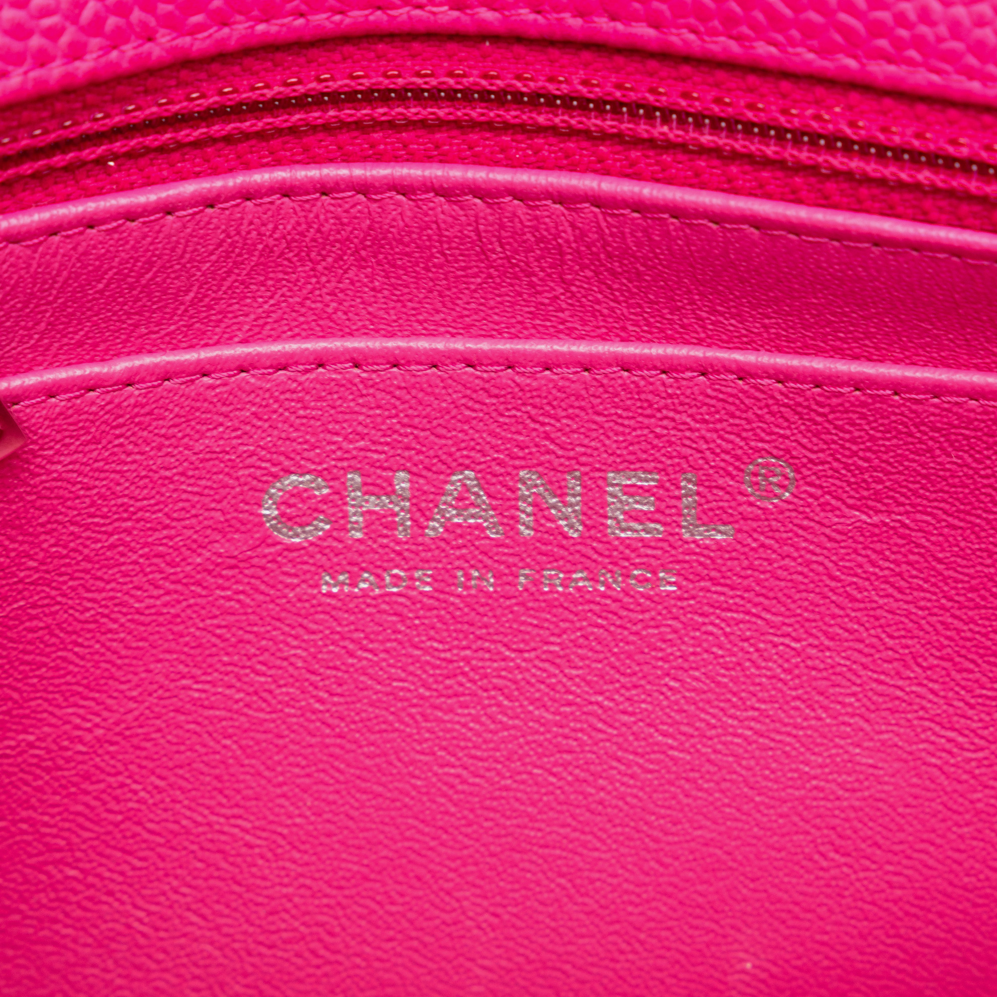 Chanel Pink Caviar Square Classic Mini Single Flap Bag 