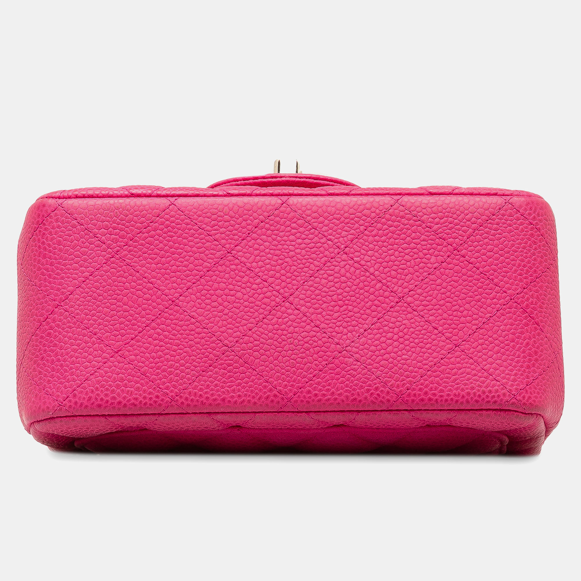 Chanel Pink Caviar Square Classic Mini Single Flap Bag 