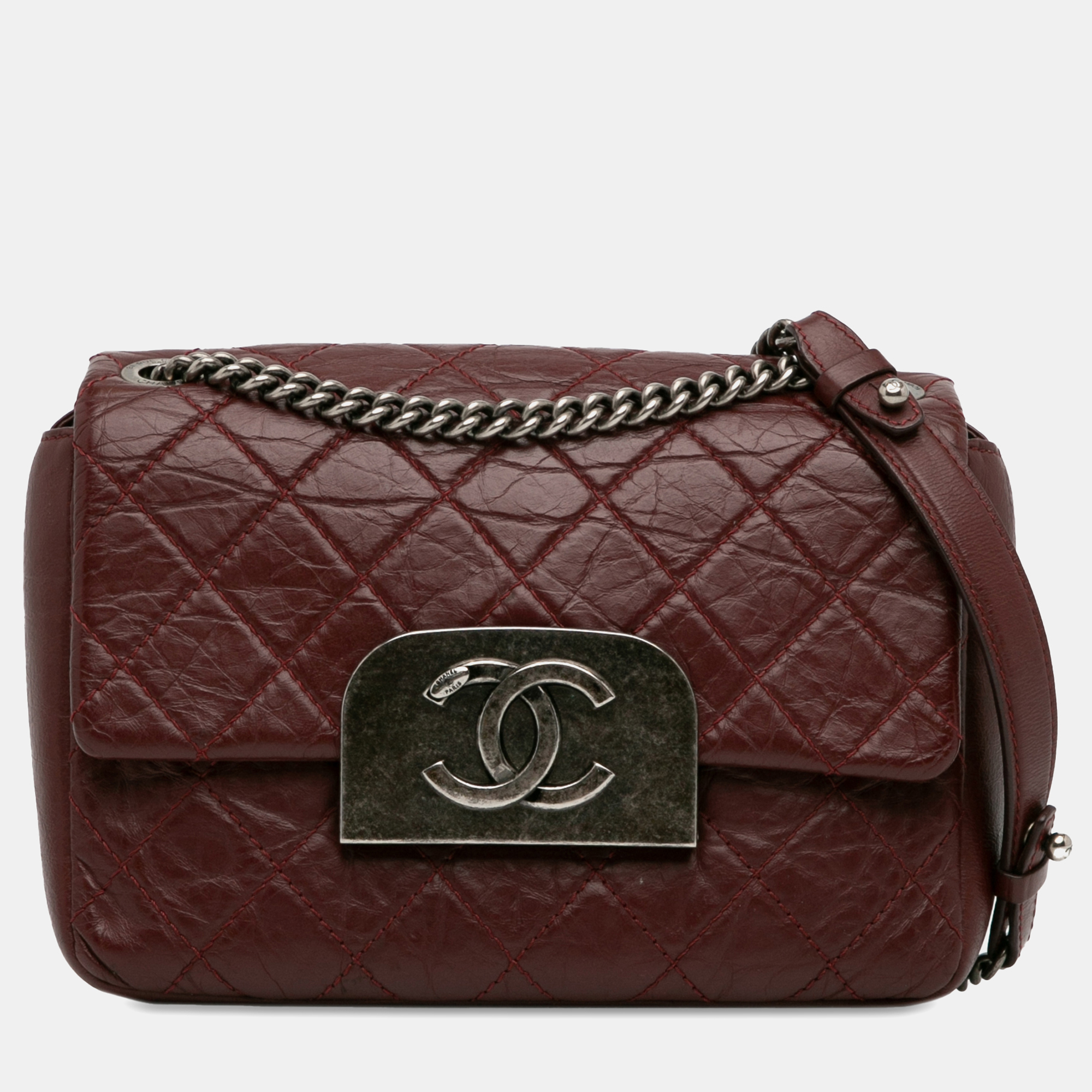 

Chanel Burgundy Aged Calfskin CC Square Flap Bag