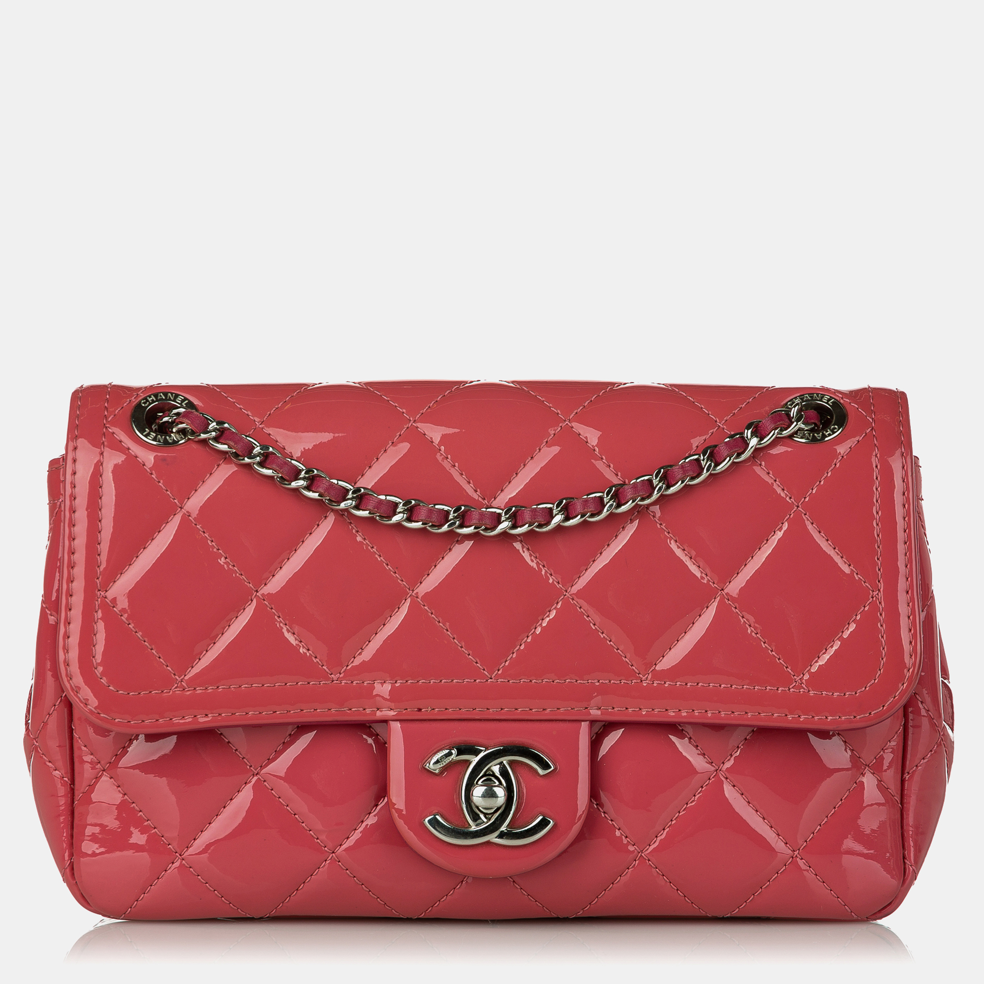 

Chanel Pink Small Patent Coco Shine Flap Bag