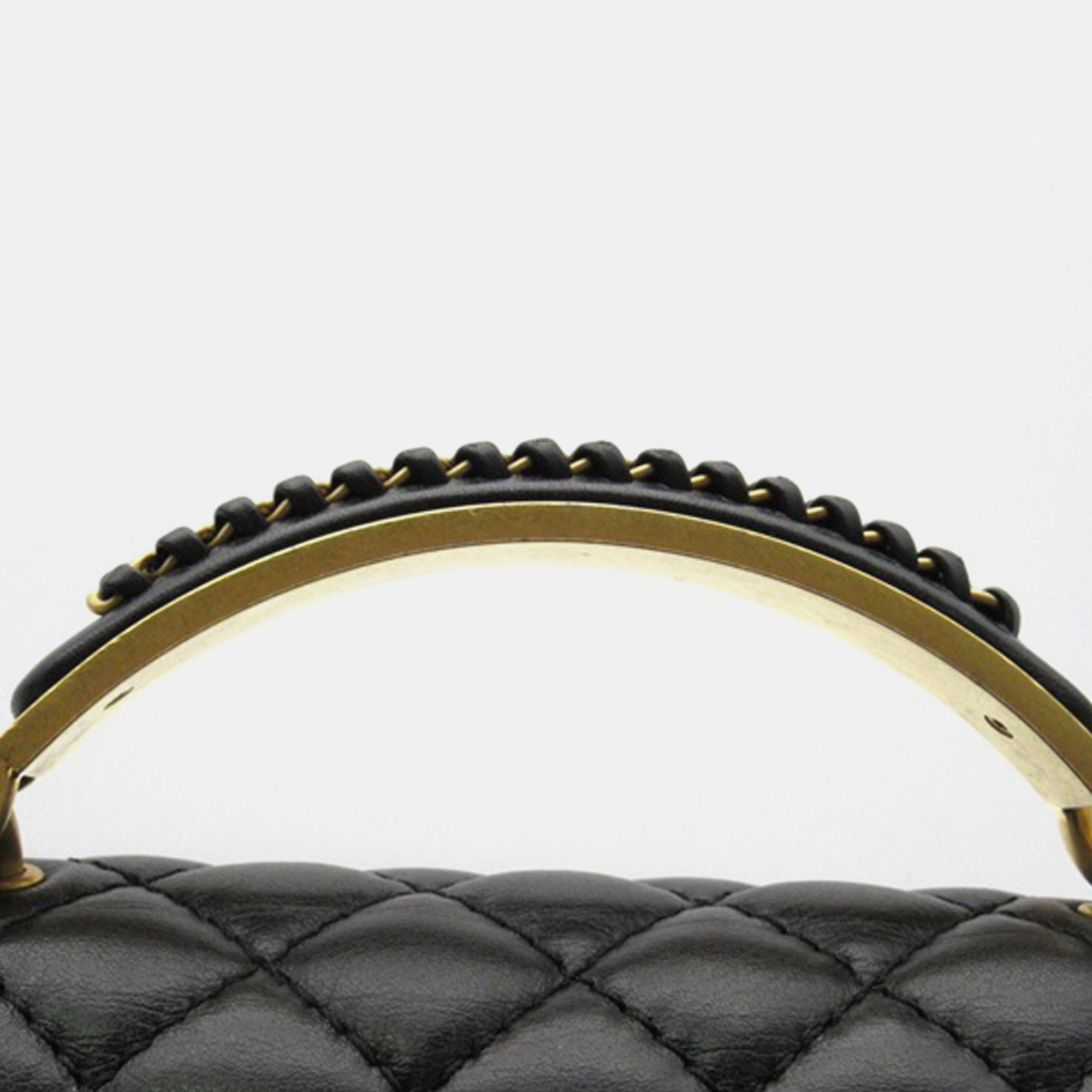 Chanel Black Lambskin Boy Small Top Handle Flap 