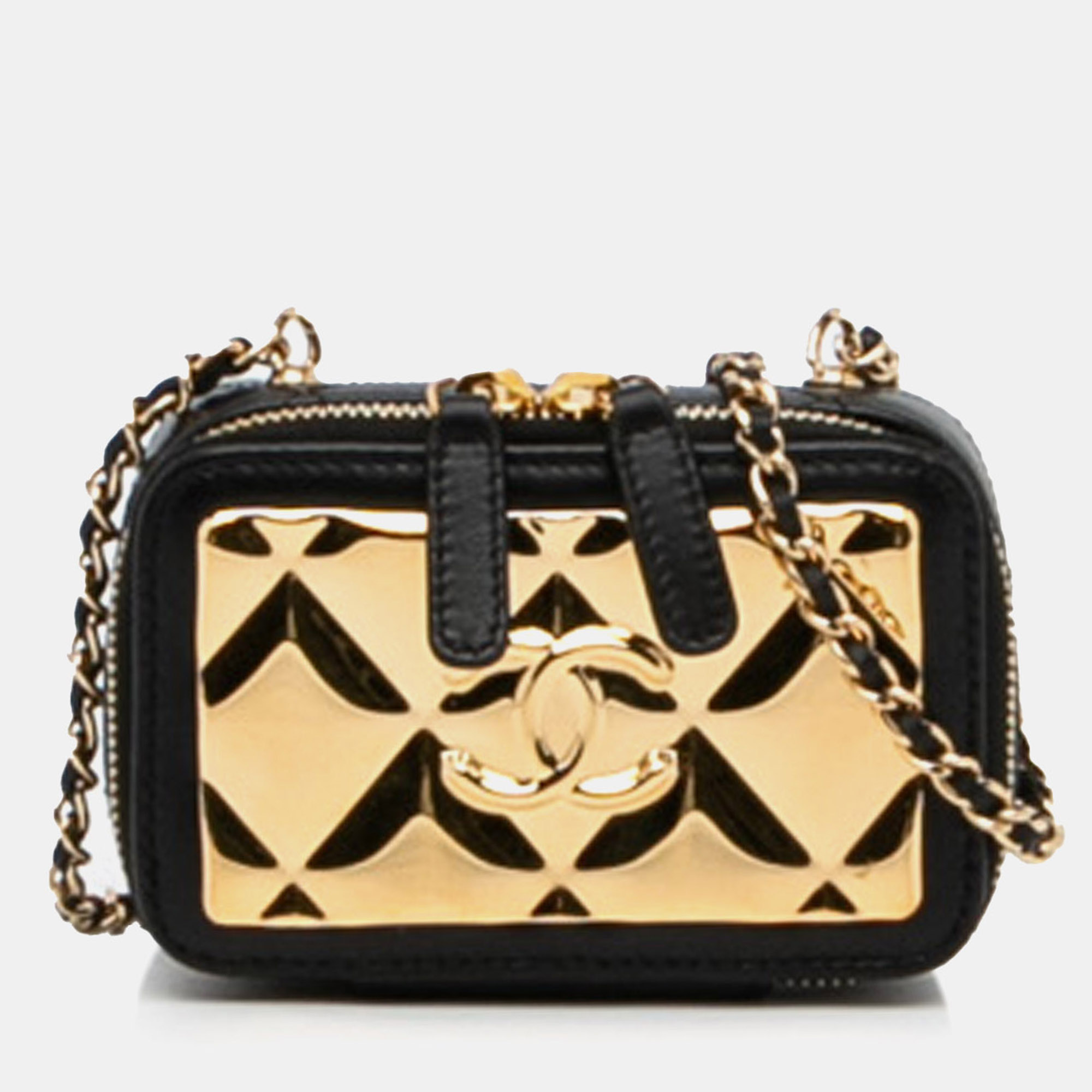 

Chanel Gold CC Quilted Golden Plate Vanity Crossbody