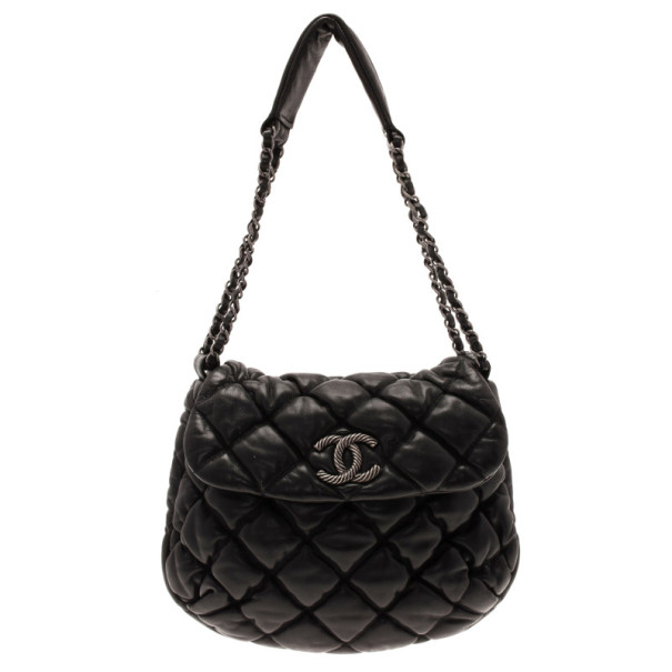Pre Owned Chanel Black Quilted Bubble Large Flap Bag