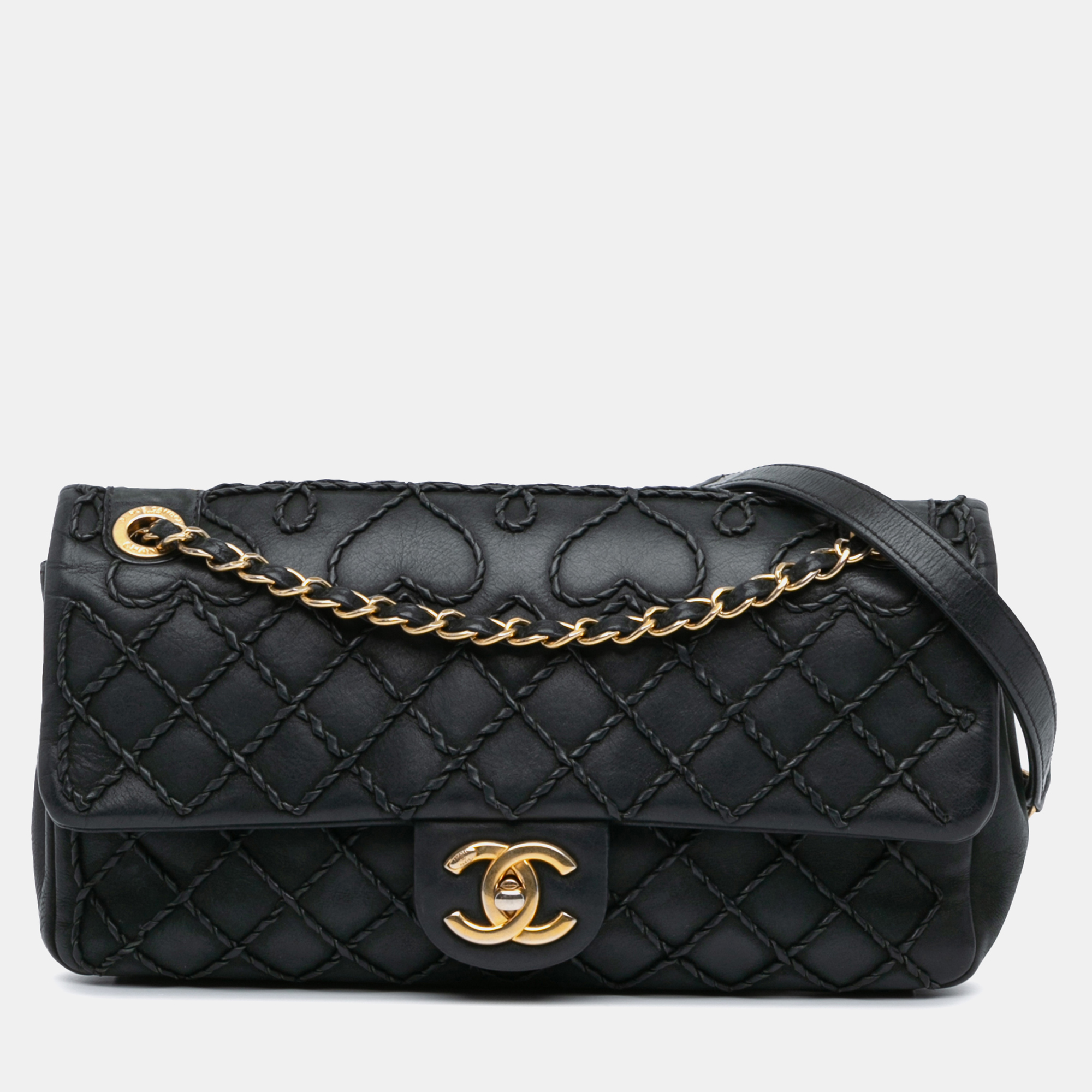 

Chanel Black Calfskin Ultra Stitch Heart Flap